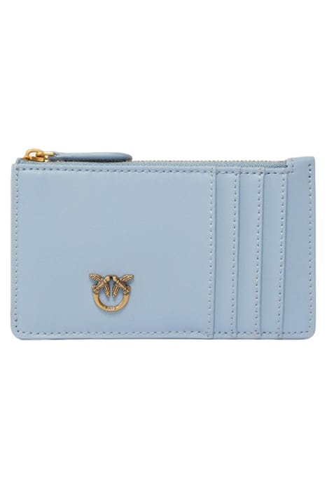 AIRONE CARDHOLDER SHEEP NAPPA LIGHT BLUE-ANTIQUE GOLD 1