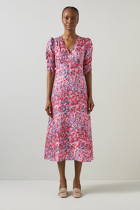ERIN JACQAURD MIDI DRESS PINK 1