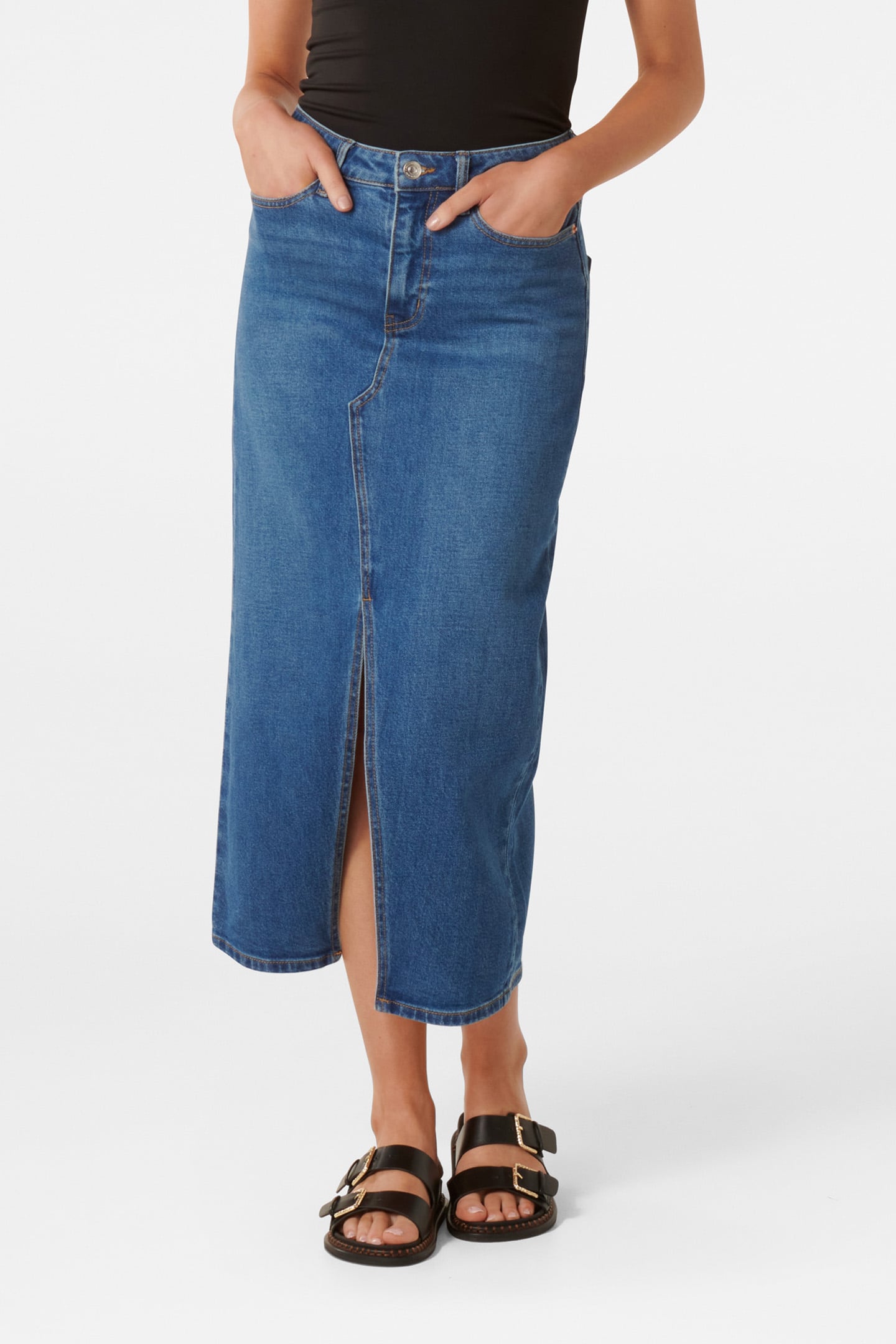 MARION MIDAXI SKIRT DARK WASH 1