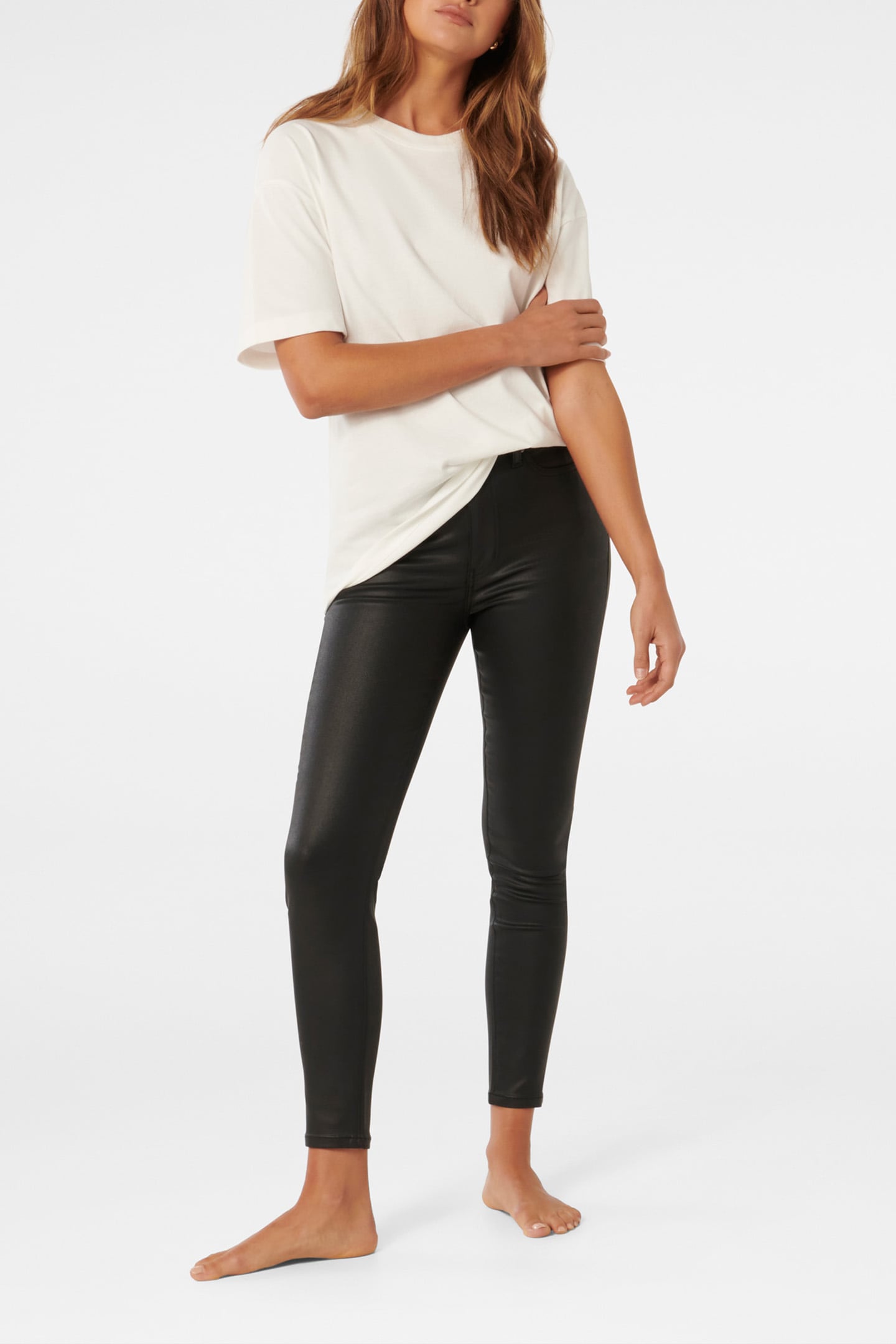 BELLA CROPPED HIGH RISE SKINNY JEANS BLACK COATED 3