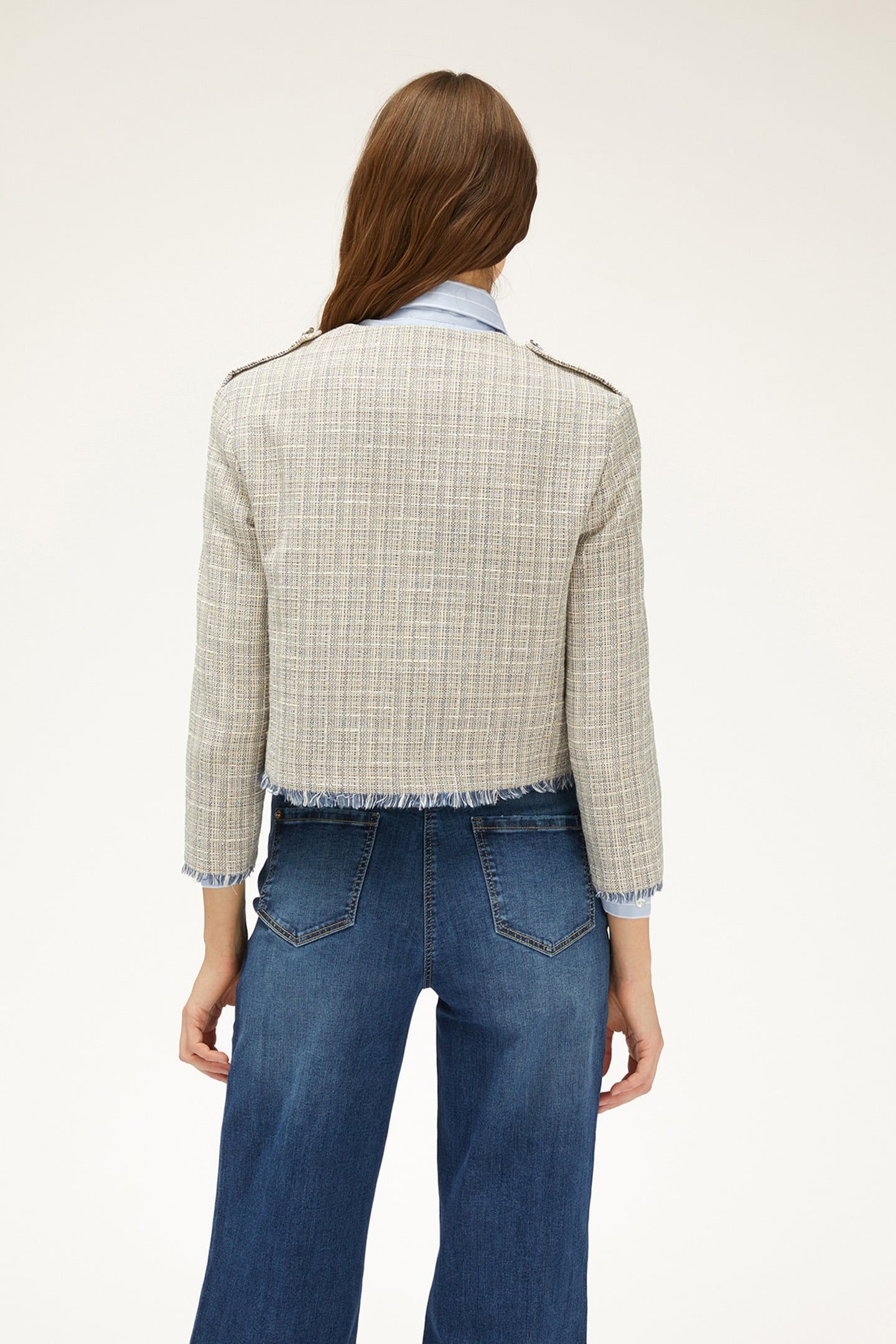 SHORT LUREX TWEED JACKET BLUE 2