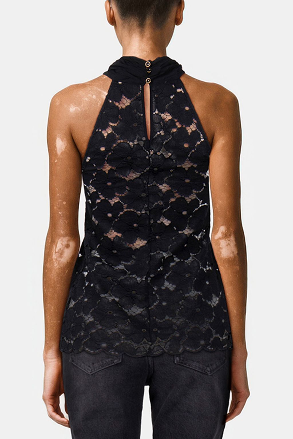 MARCIANO BY GUESS TOP - LACE + CHIFFON BLACK 2