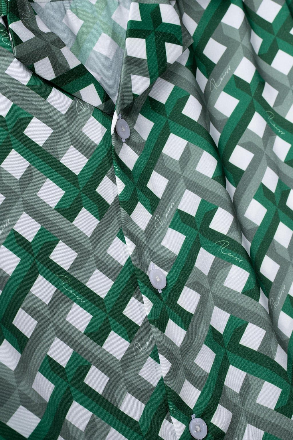 PRINTED CUBAN COLLAR CASUAL SHIRT GREEN 5