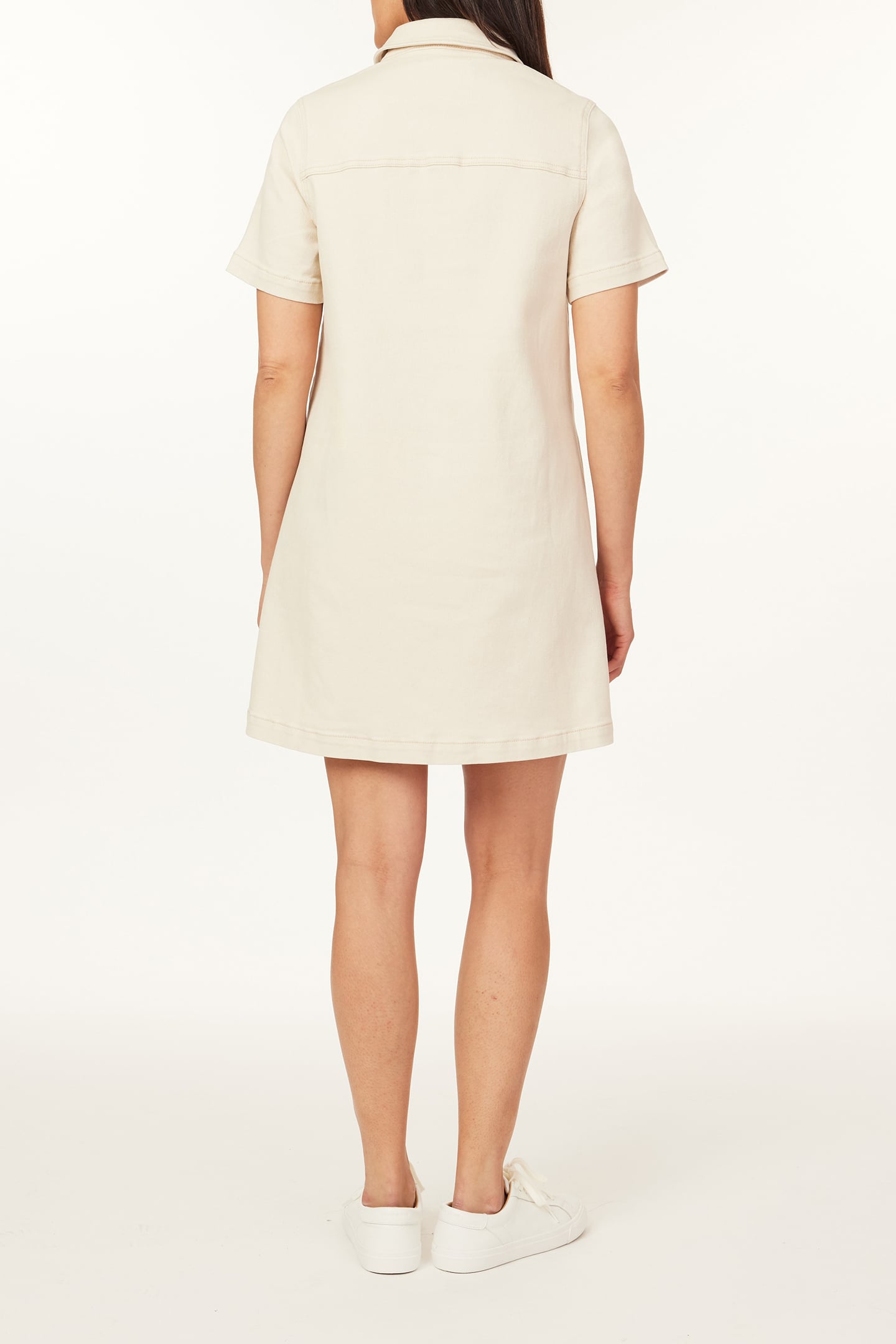 DENIM POLO DRESS ECRU 2