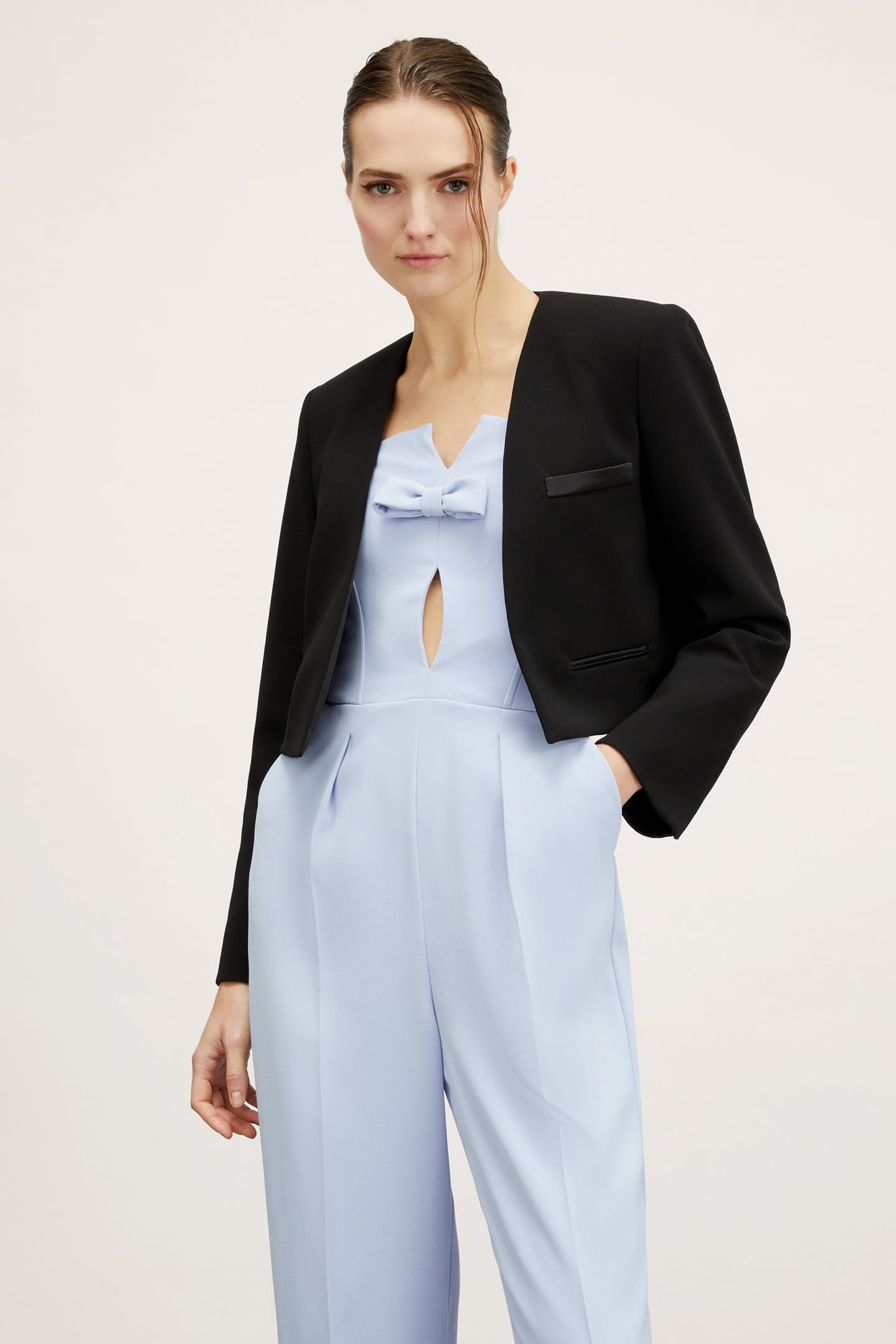 SPENCER JACKET WITH SATIN INSERTS BLACK 1