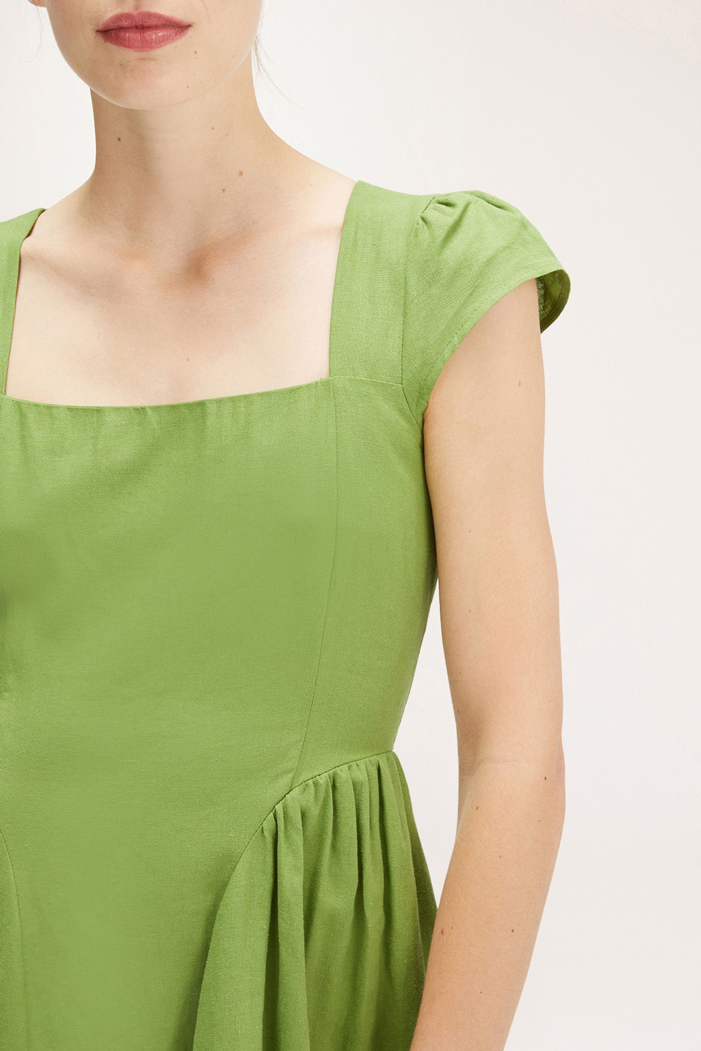 LINEN BLEND MINI DRESS GREEN 5