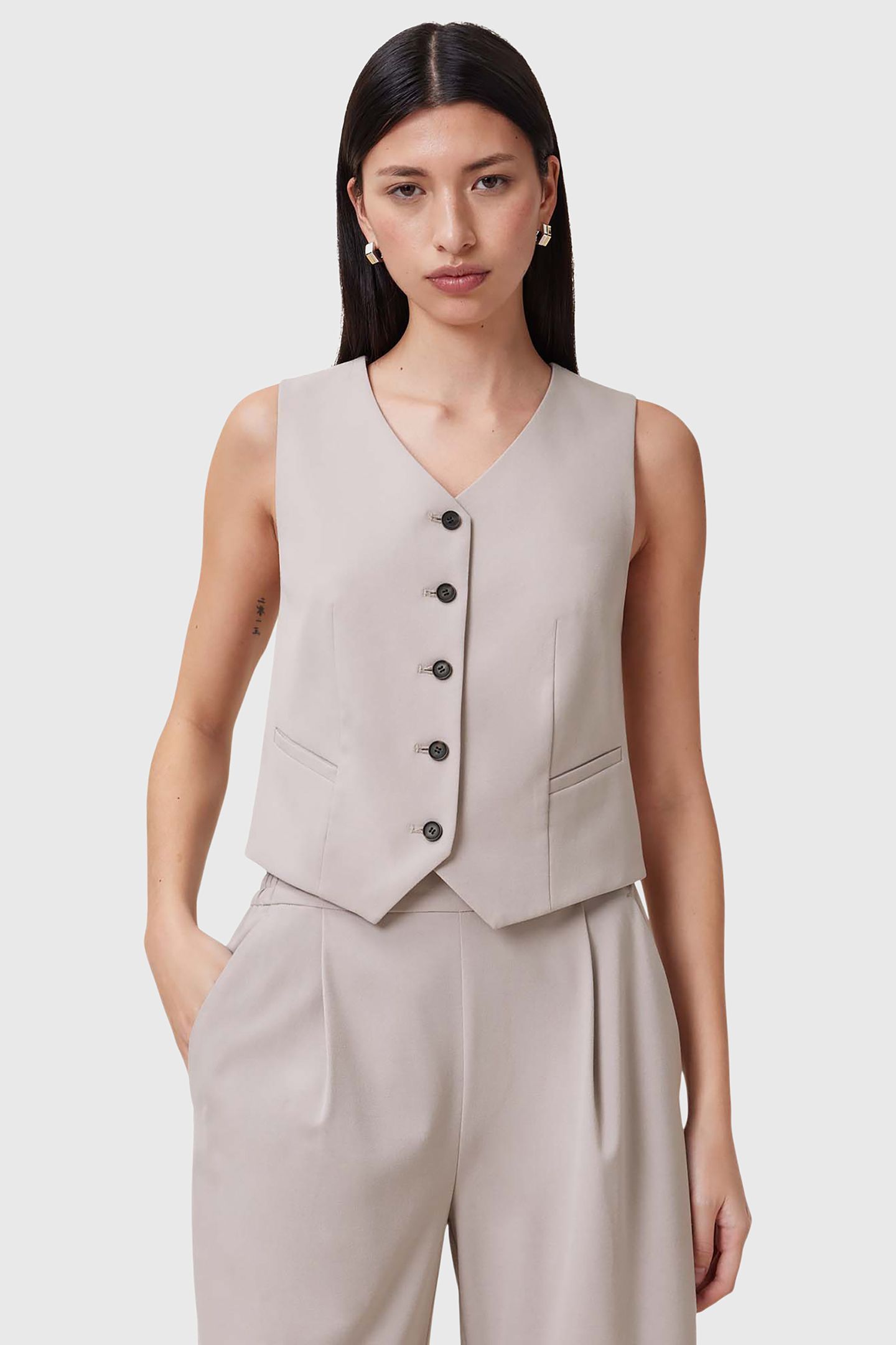 ALEIDA TRI WAISTCOAT GREIGE BROWN 1
