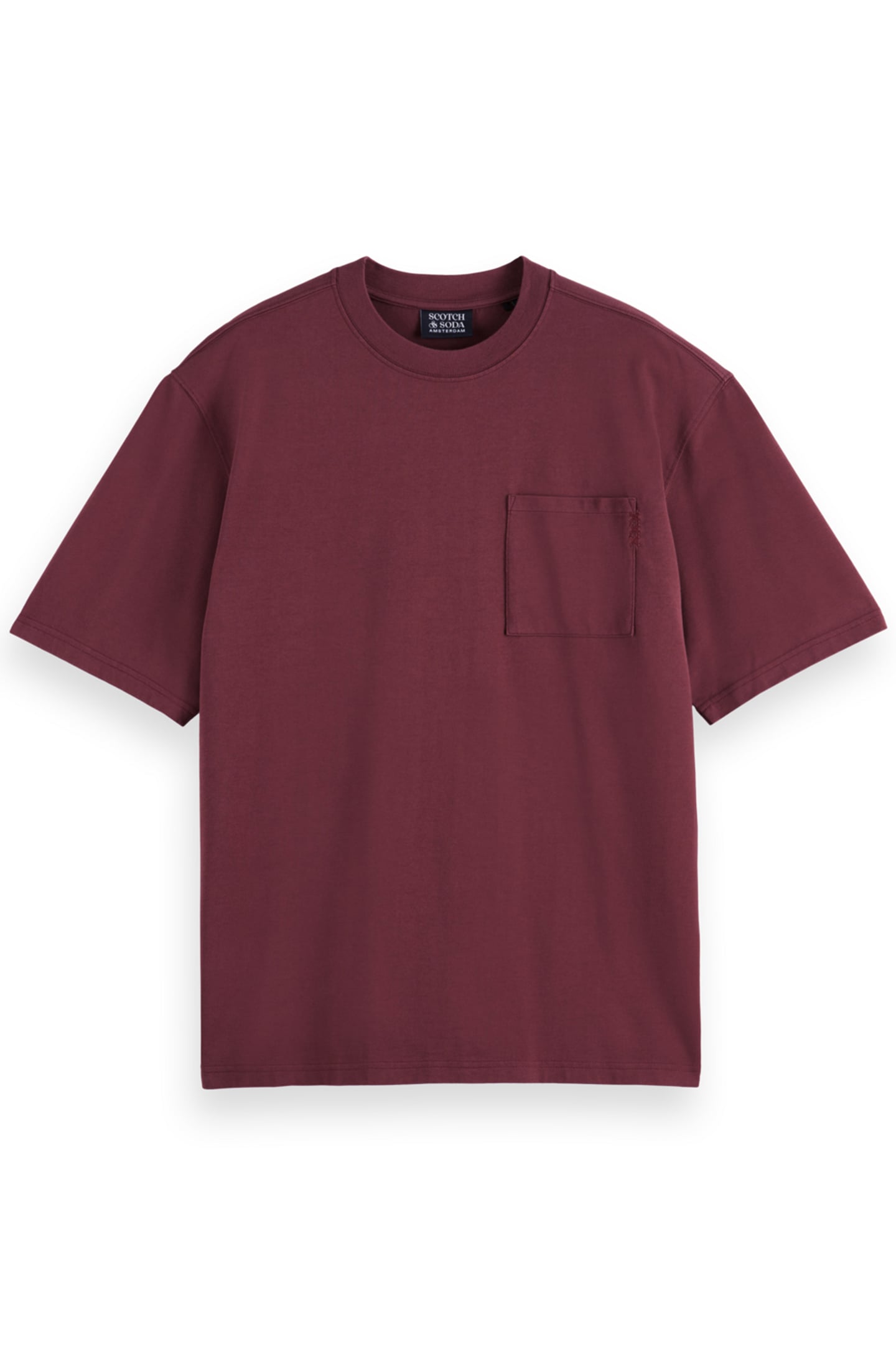 3 CROSSES LOOSE FIT CHEST POCKET T-SHIRT WINE 4