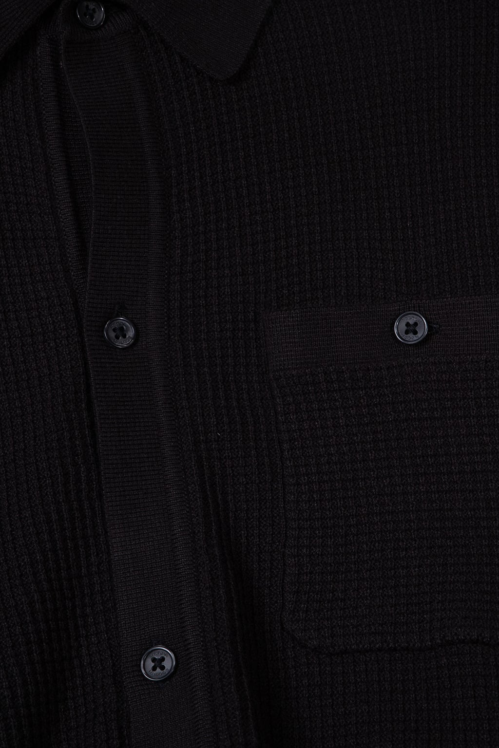SS BUTTON FRONT CHEST POCKET SWEATER BLACK GREY 4
