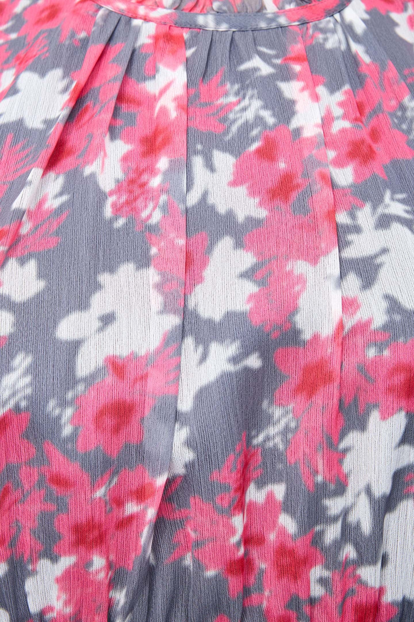 ARLA GATHERED FLOWING DRESS GRAPHITE/RASP SORBET 3