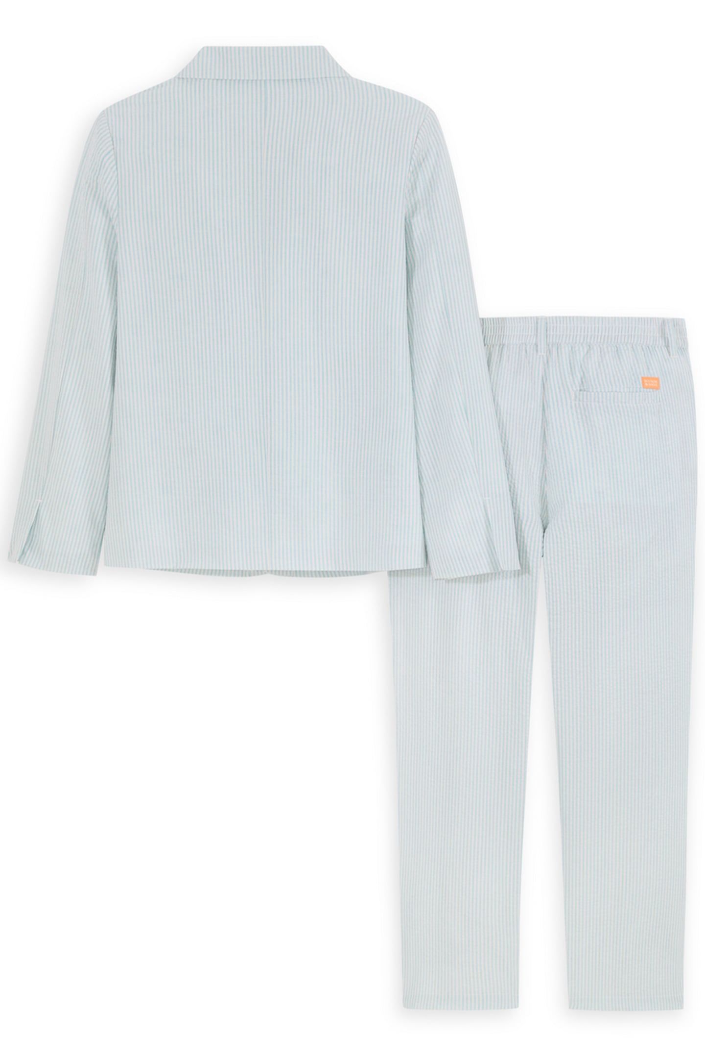 2PC BOYS YD SEERSUCKER JACKET & PANT SUIT SET BLEACHED AQUA 2