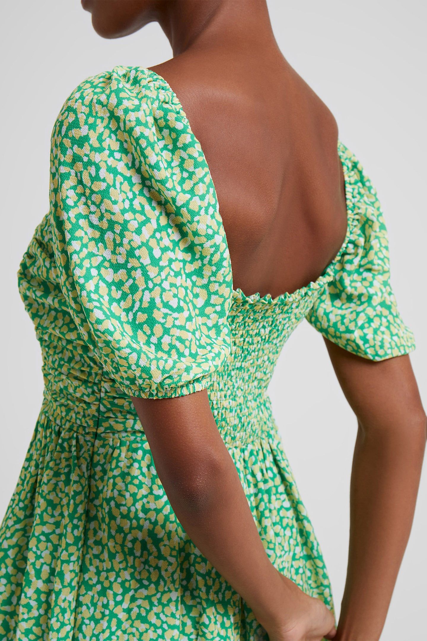 CADIE VERONA SQ NK UK LEN DRES POISE GREEN 5