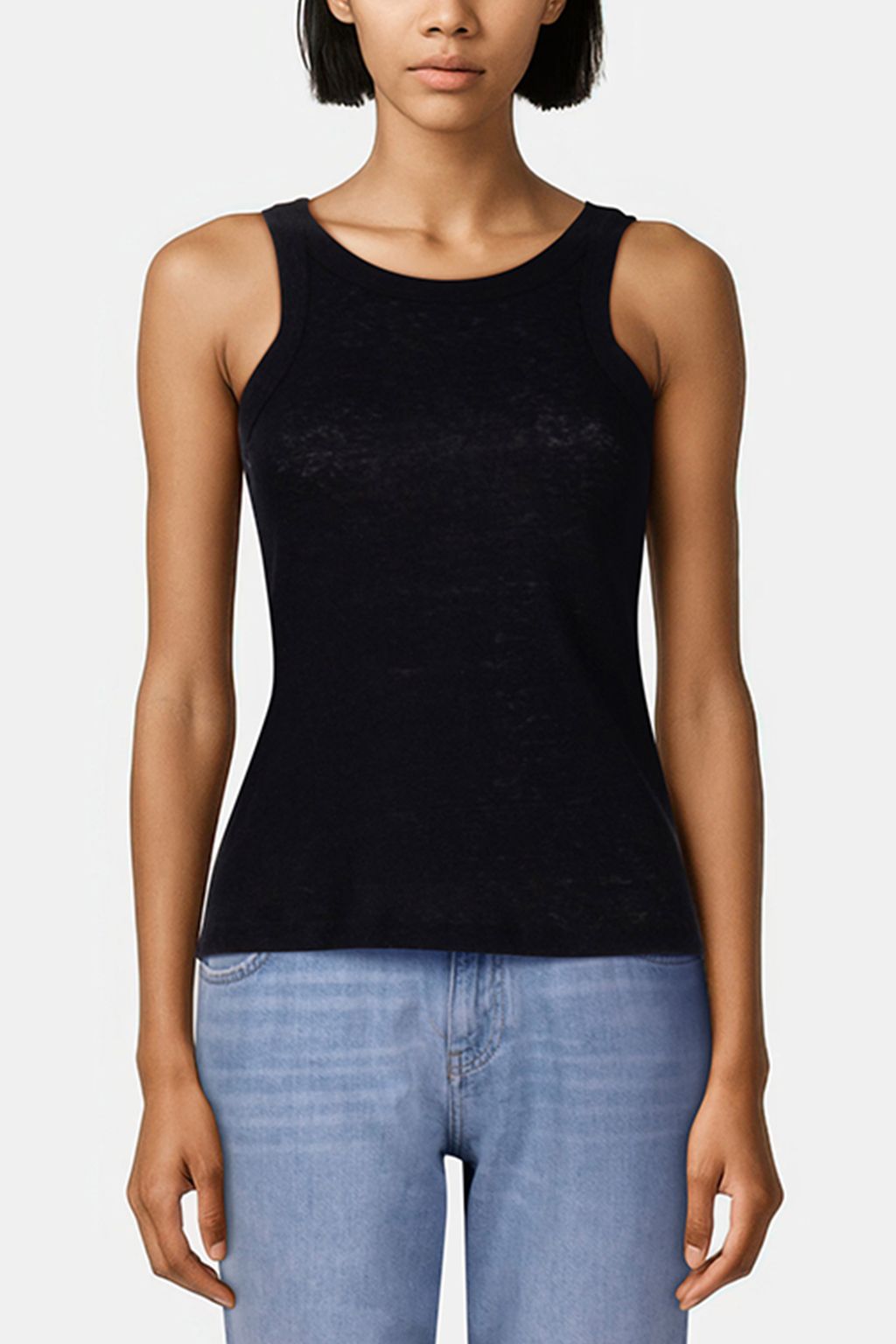 LINEN TOP BLACK 1