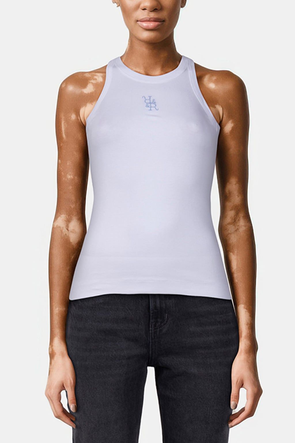 ORGANIC RIB TOP BRANDED COTTON BLUE 1