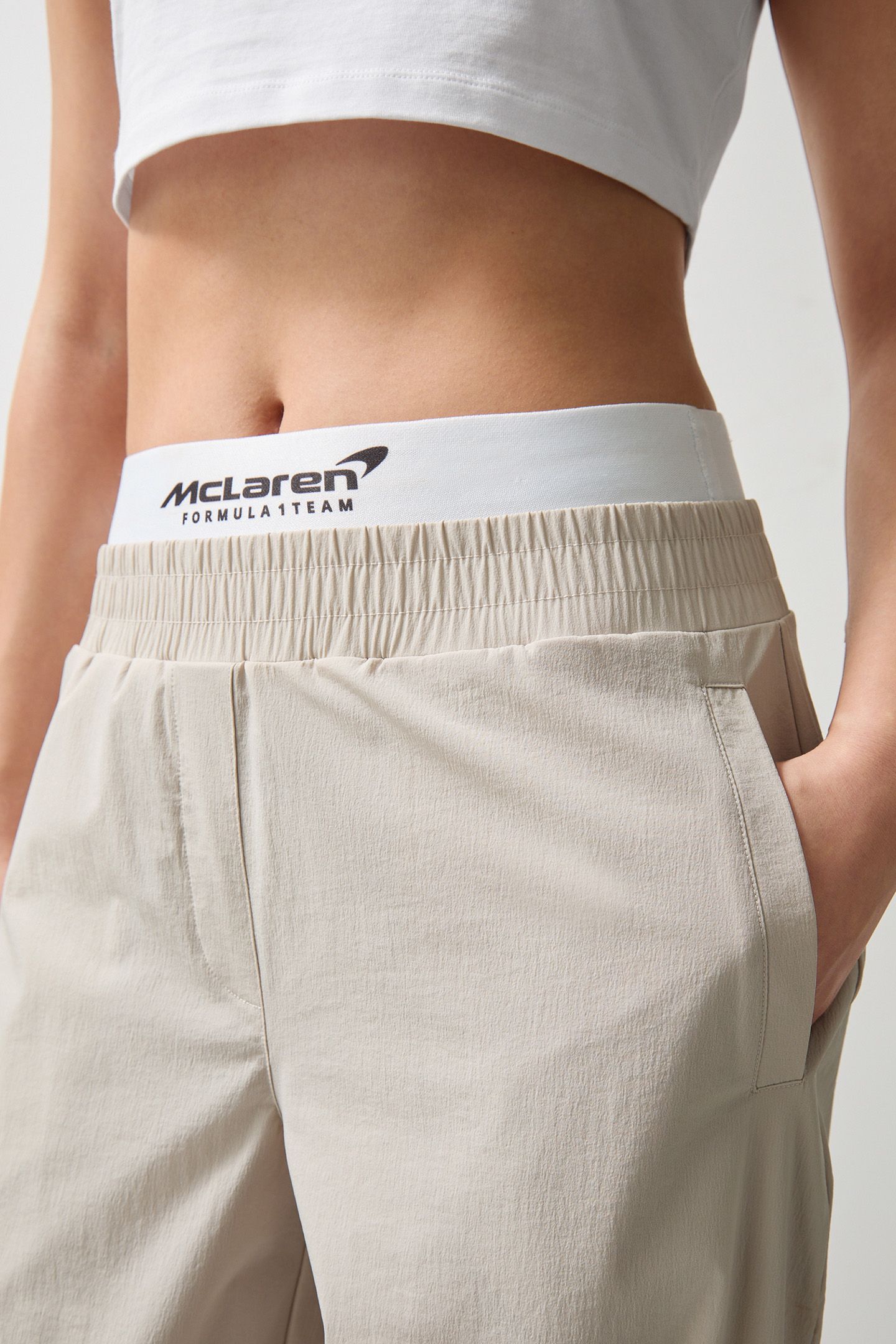 COLETTE TECHNICAL BOXER SHORT WAISTBAND TROUSER STONE 5