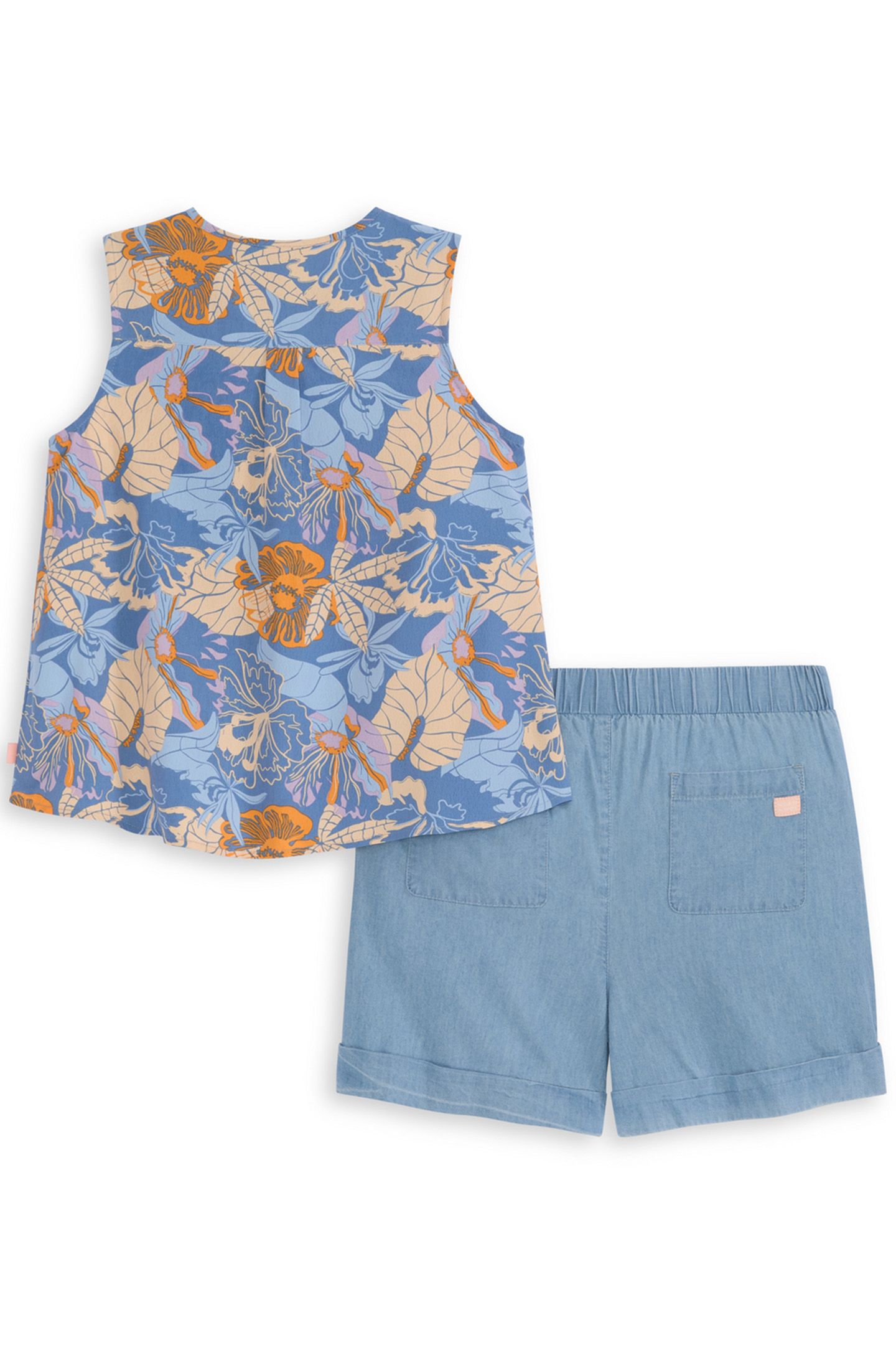 S&S BIG GIRLS 2PC TOP & DENIM SHORT SET BLUE/GREY 2