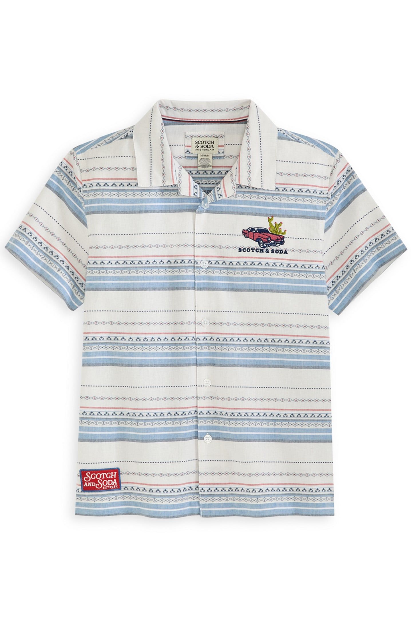 BOYS DOBBY CAMP SHIRT GREY/GREY 1
