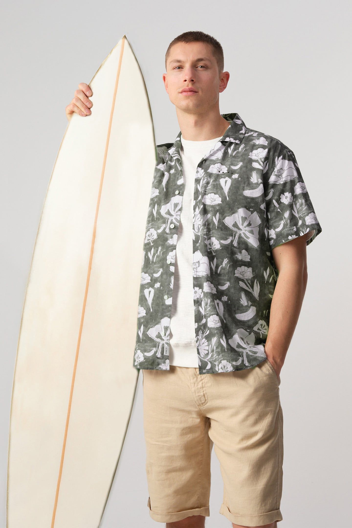 ELVIS FLORAL CASUAL OVERHEMD KM BURNED GREEN DESSIN 3