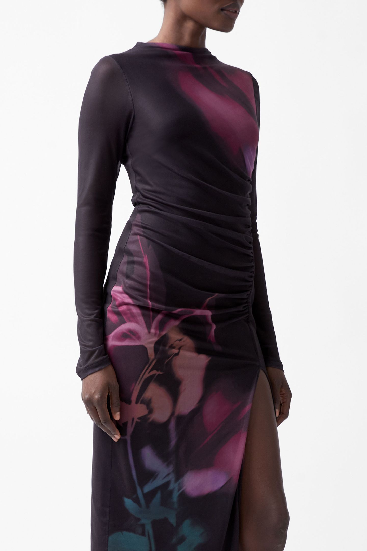SMOKEY PLACEMENT FLORAL DRESS BLACKOUT MULTI 4