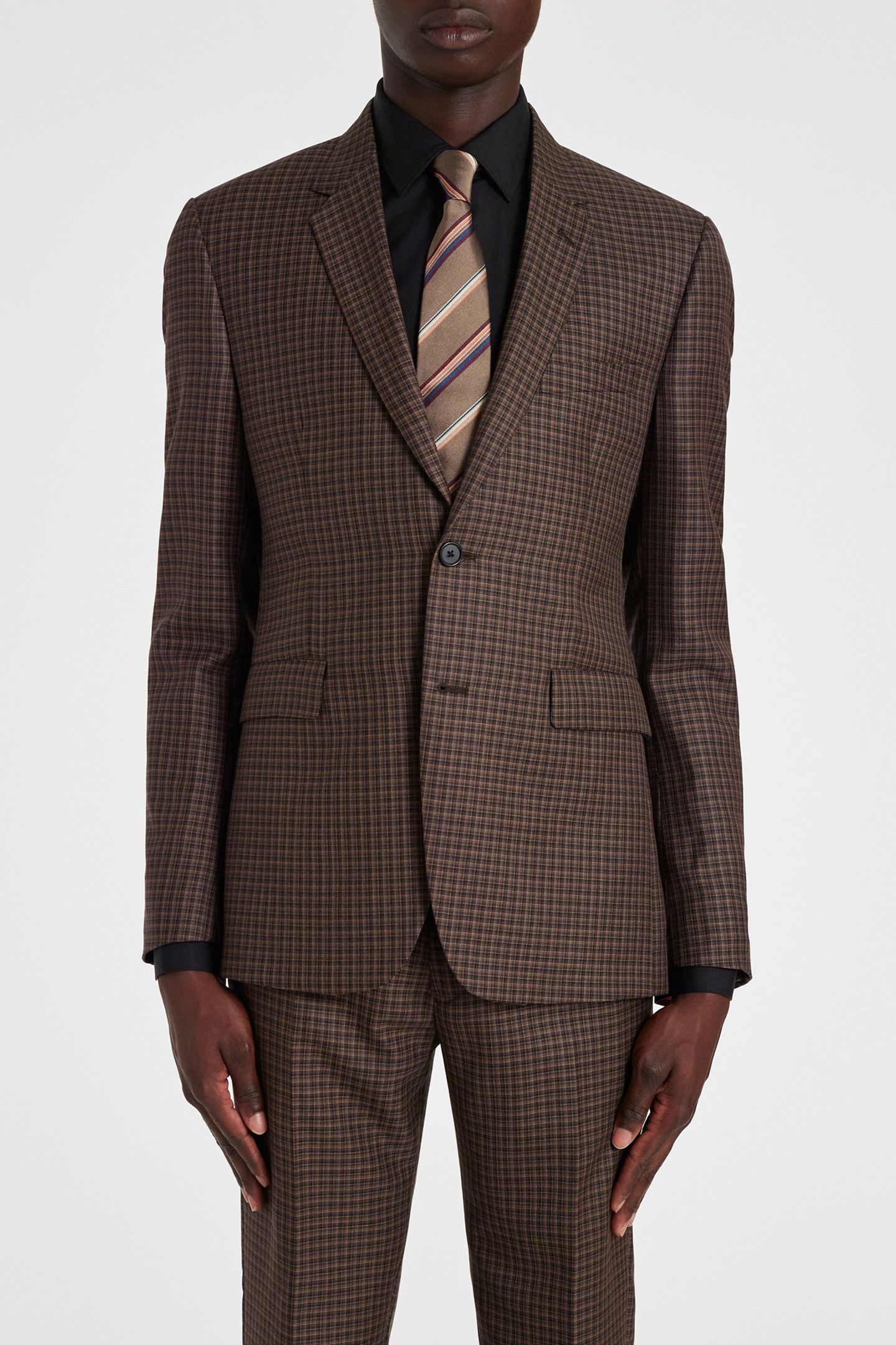 MENS 2 BUTTON JACKET DARK BROWN 1
