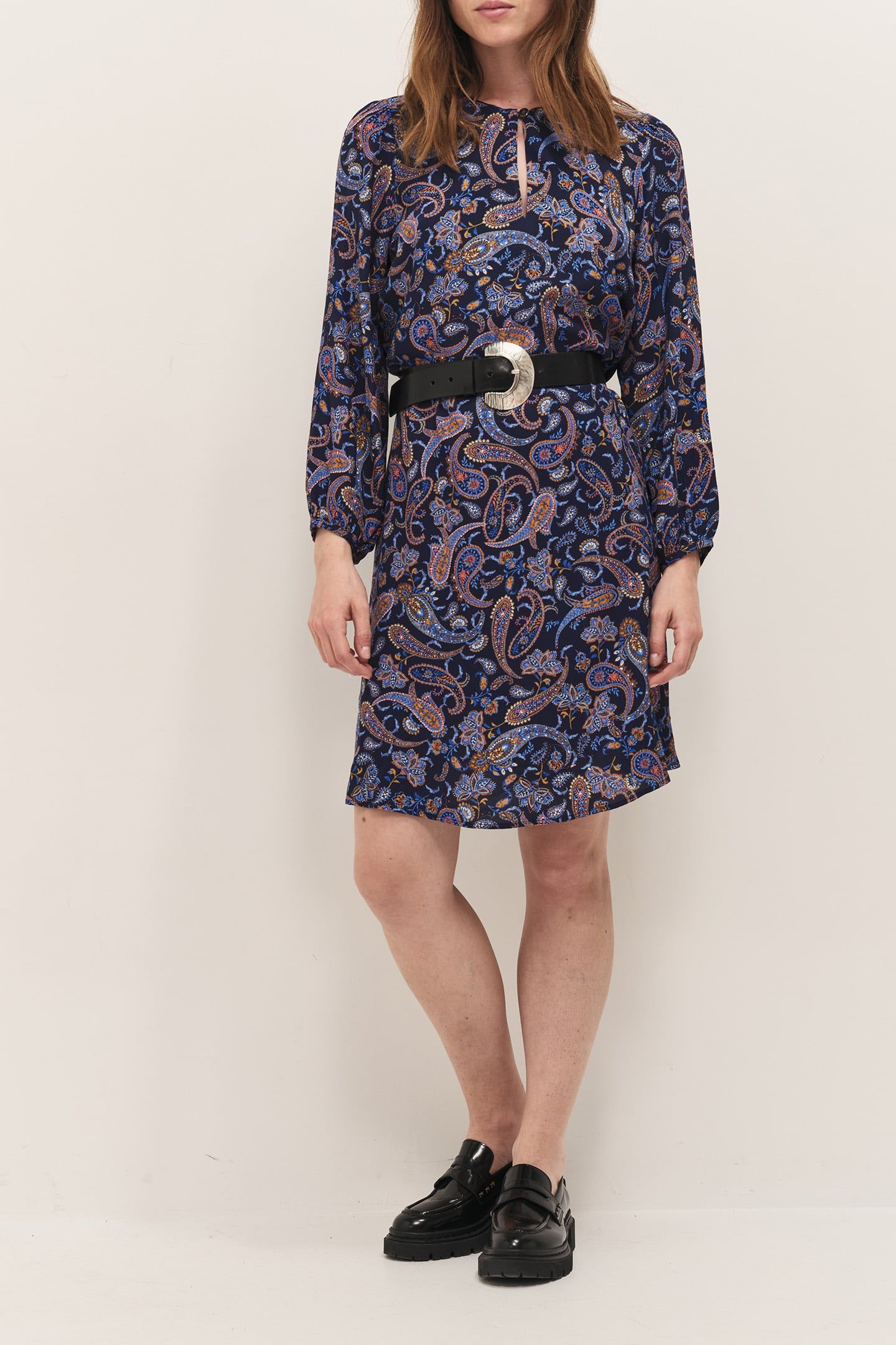 RIOMY - NAVY NEO CASHMERE PRINT DRESS 1