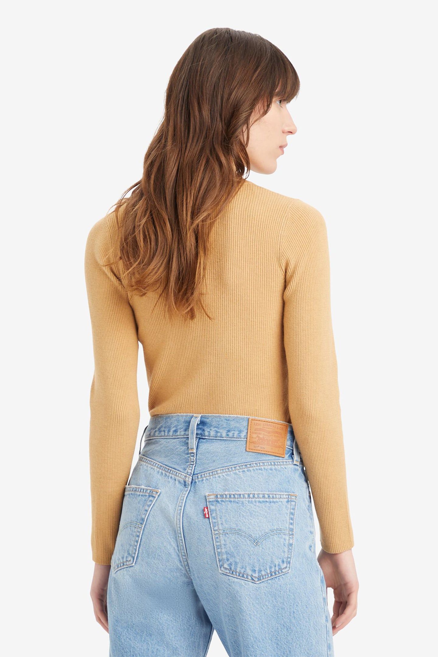 RIB CREW SWEATER TAN WOOL LIKE 2