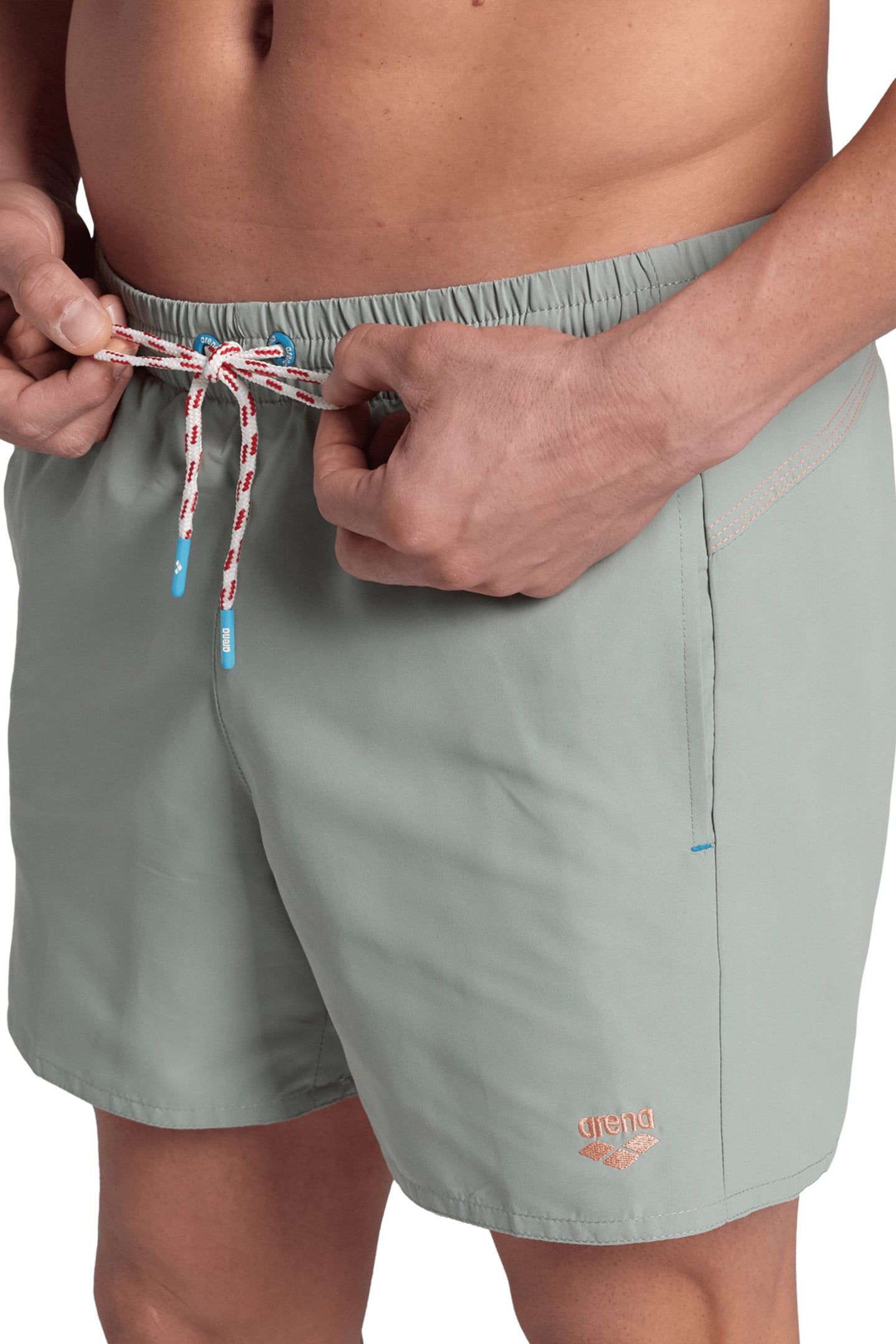 MEN'S ARENA PRO_FILE BEACH SHORT LOGO JADE-SALMON PINK 6