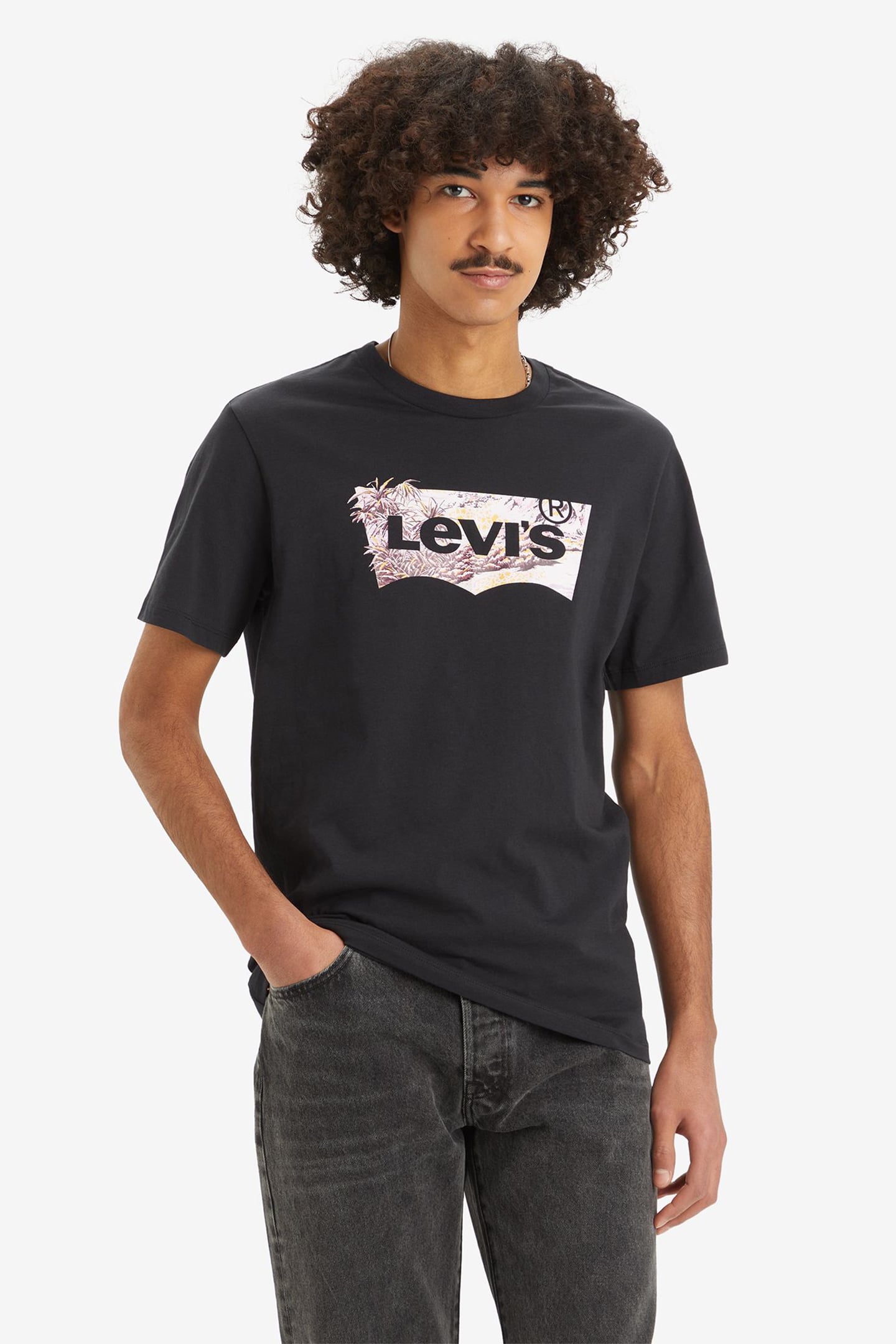 GRAPHIC CREWNECK TEE TROPICAL BATWING CAVIAR 1