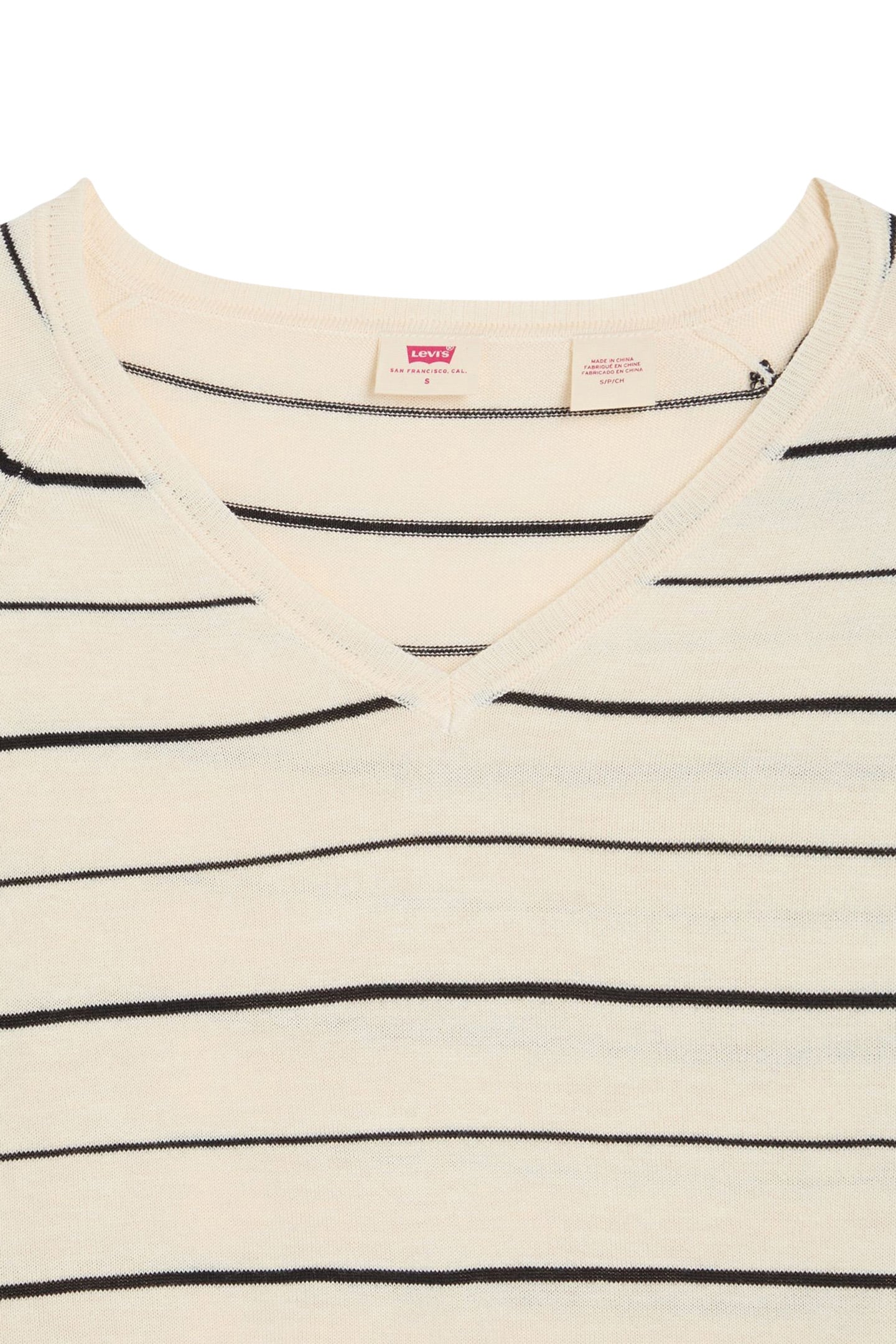 PETAL VNECK SWEATER OLYMPIC STRIPE WHITE 7