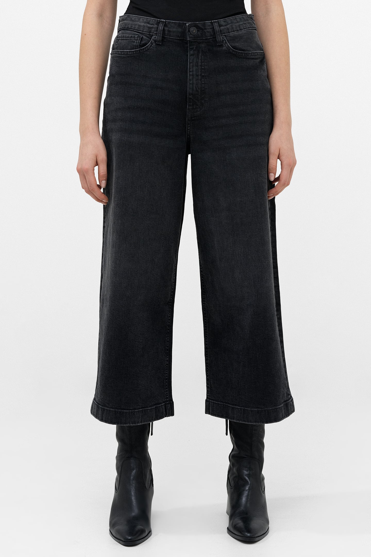 STRETCH WIDE LEG CULOTTE BLACK 1