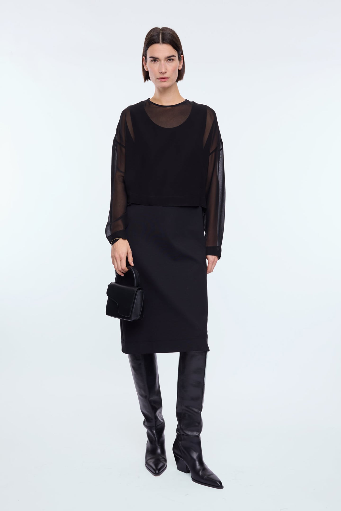 SHEER LAYERED DRESS BLACK 1
