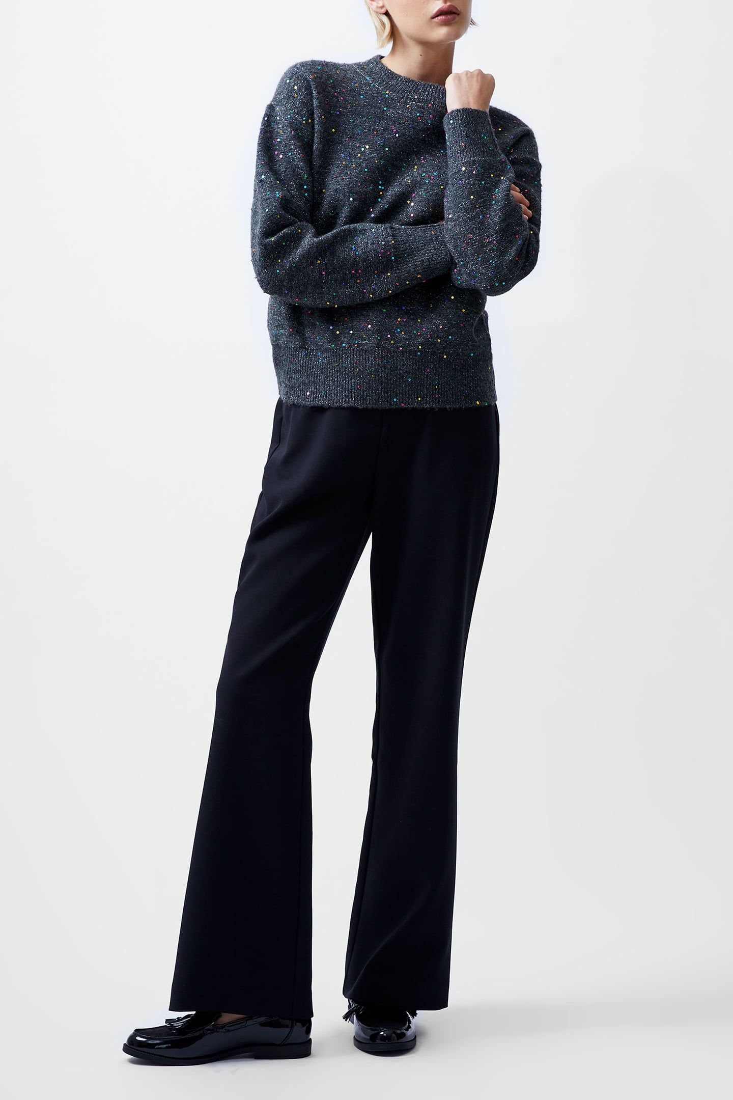JANET SEQUINS L/S JUMPER GREY 1