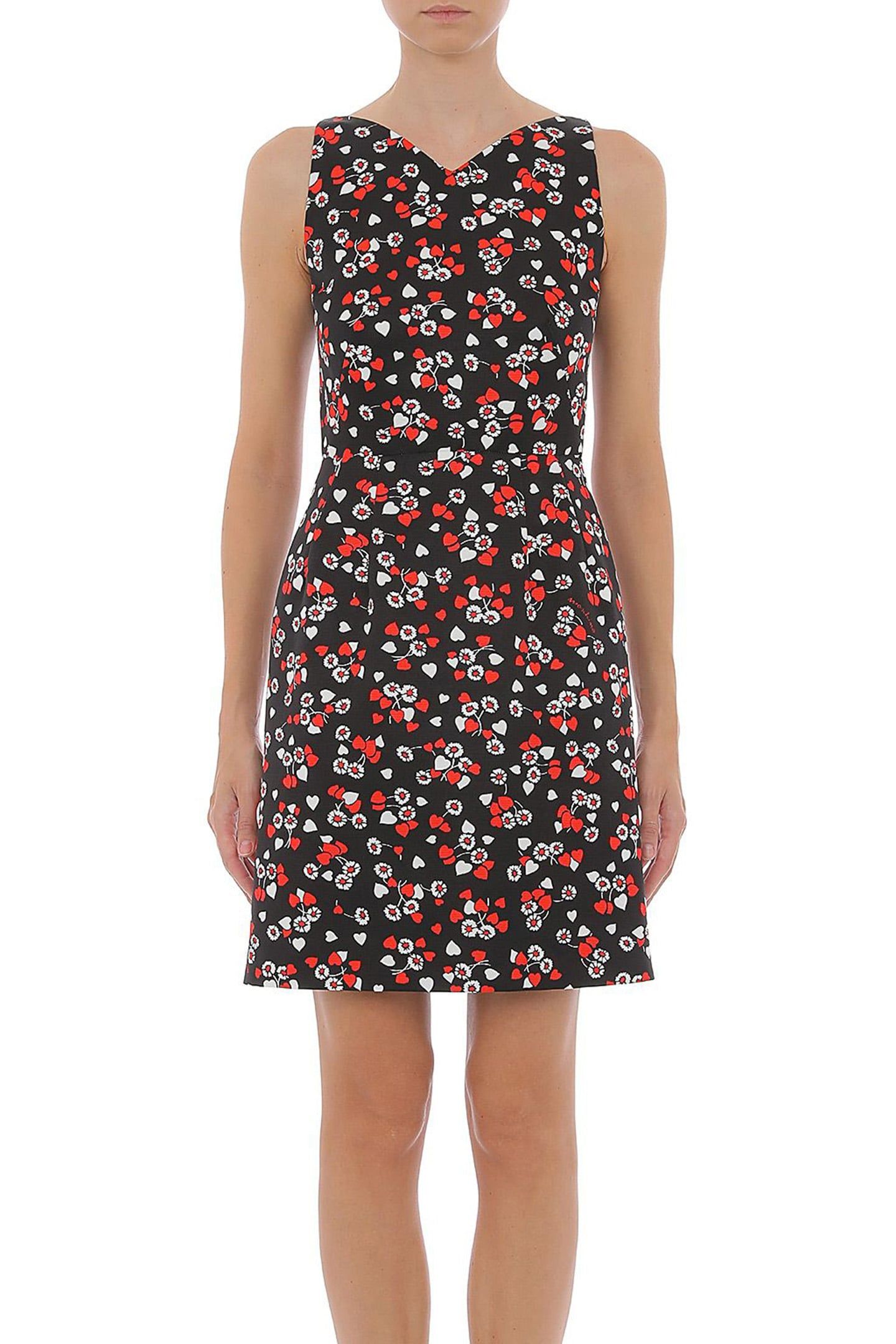 ALLOVER HEARTS & FLOWERS OTTOMAN DRESS BLACK 1
