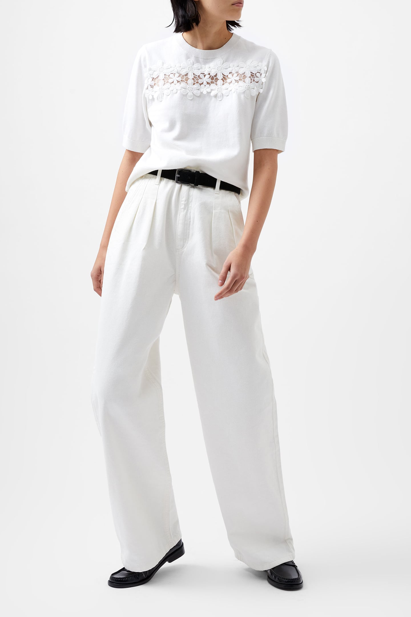 JILLY COBALO LACE SS TOP LINEN WHITE 2