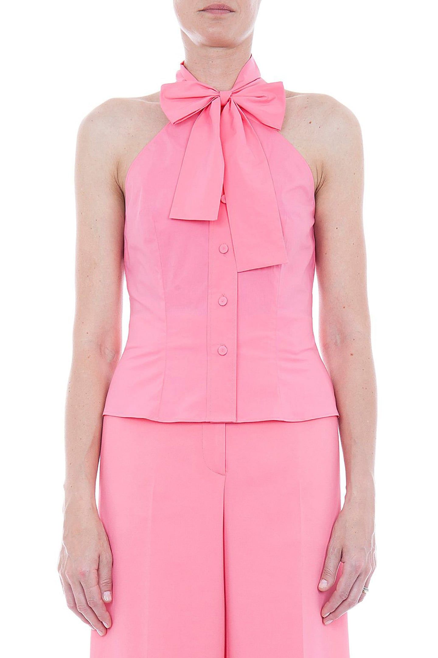 60'S STRETCH COTTON POPLIN TOP PINK 1