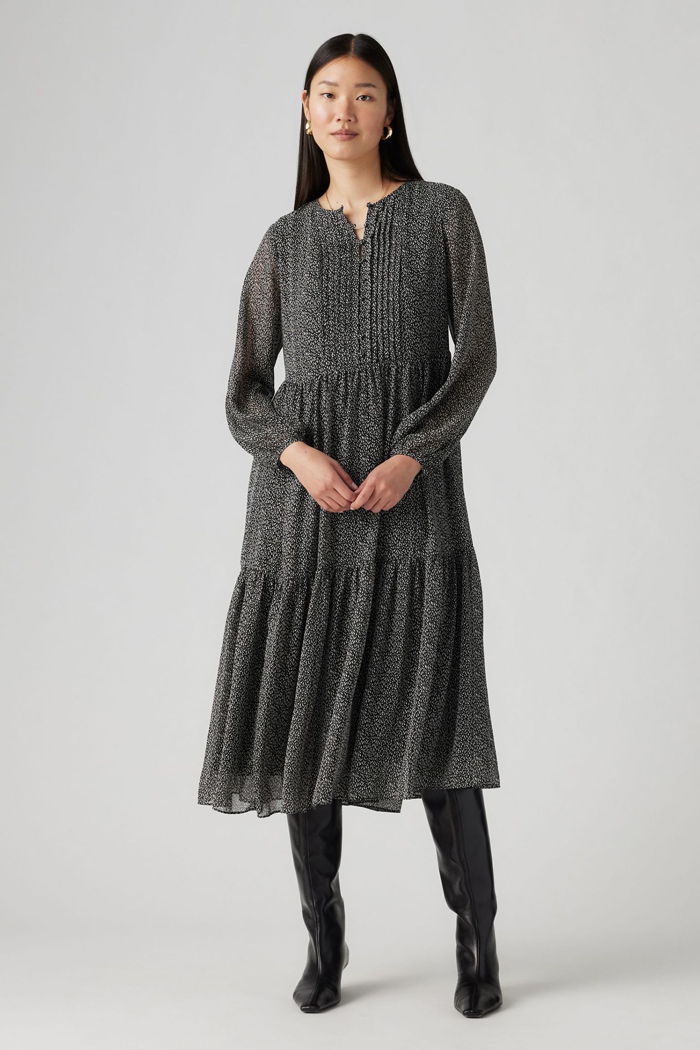 CIELO GEORGETTE DRESS LINO GEO CAVIAR 1