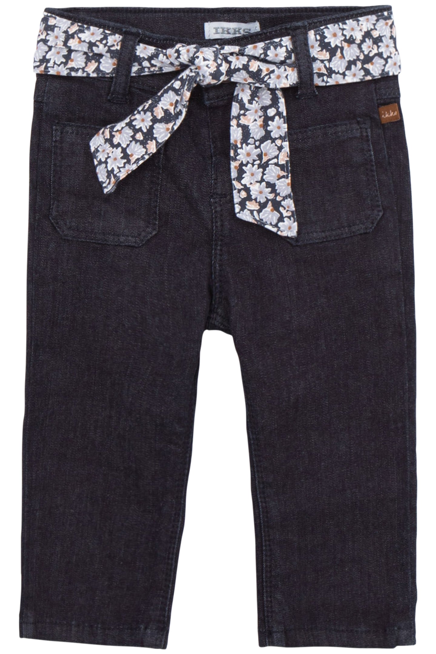 JEAN FLARE RAW BELT-SCARF FLOWERS BABY GIRL 1