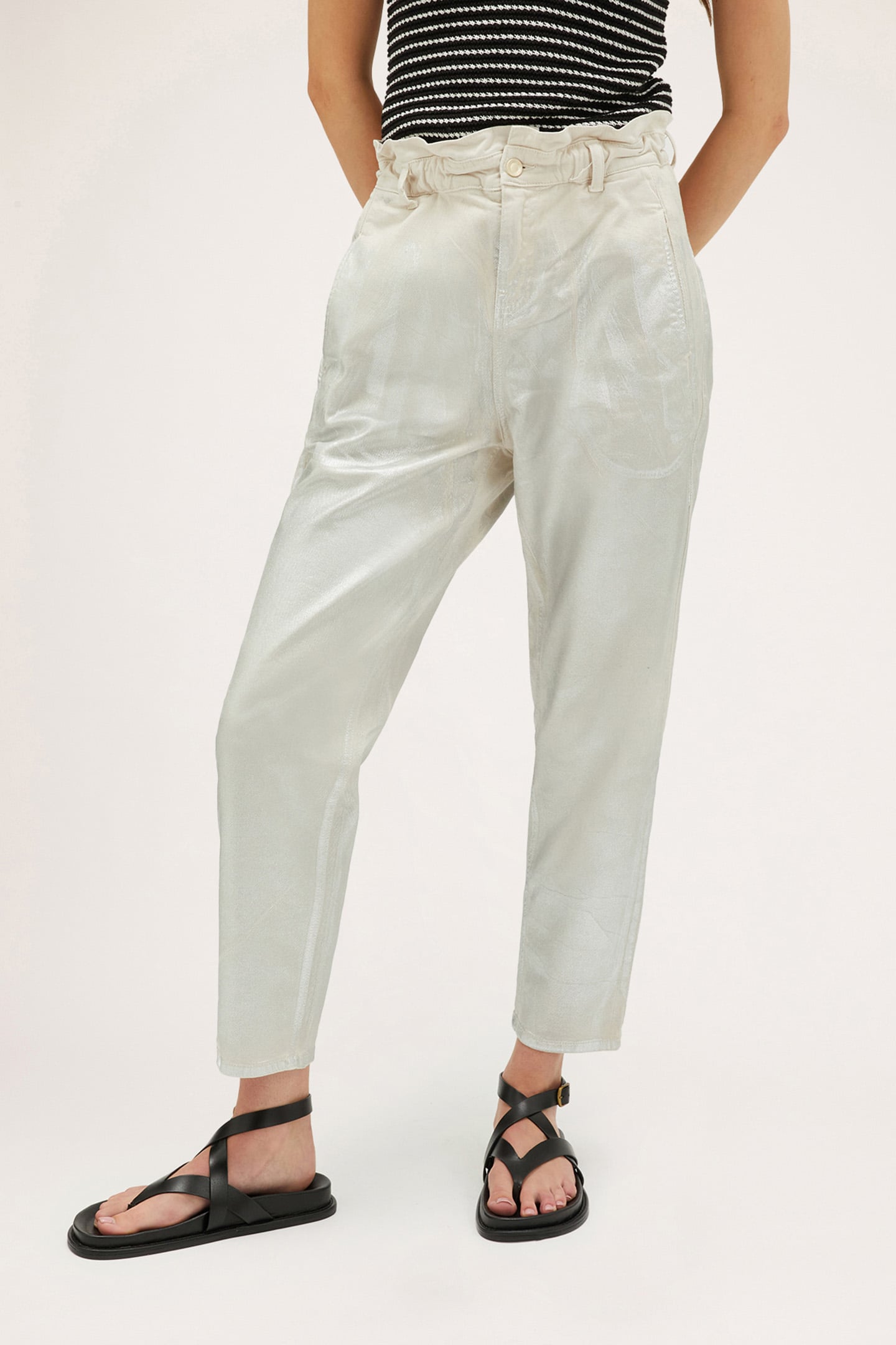 LAMINATED PAPERBAG JEANS GREY 1