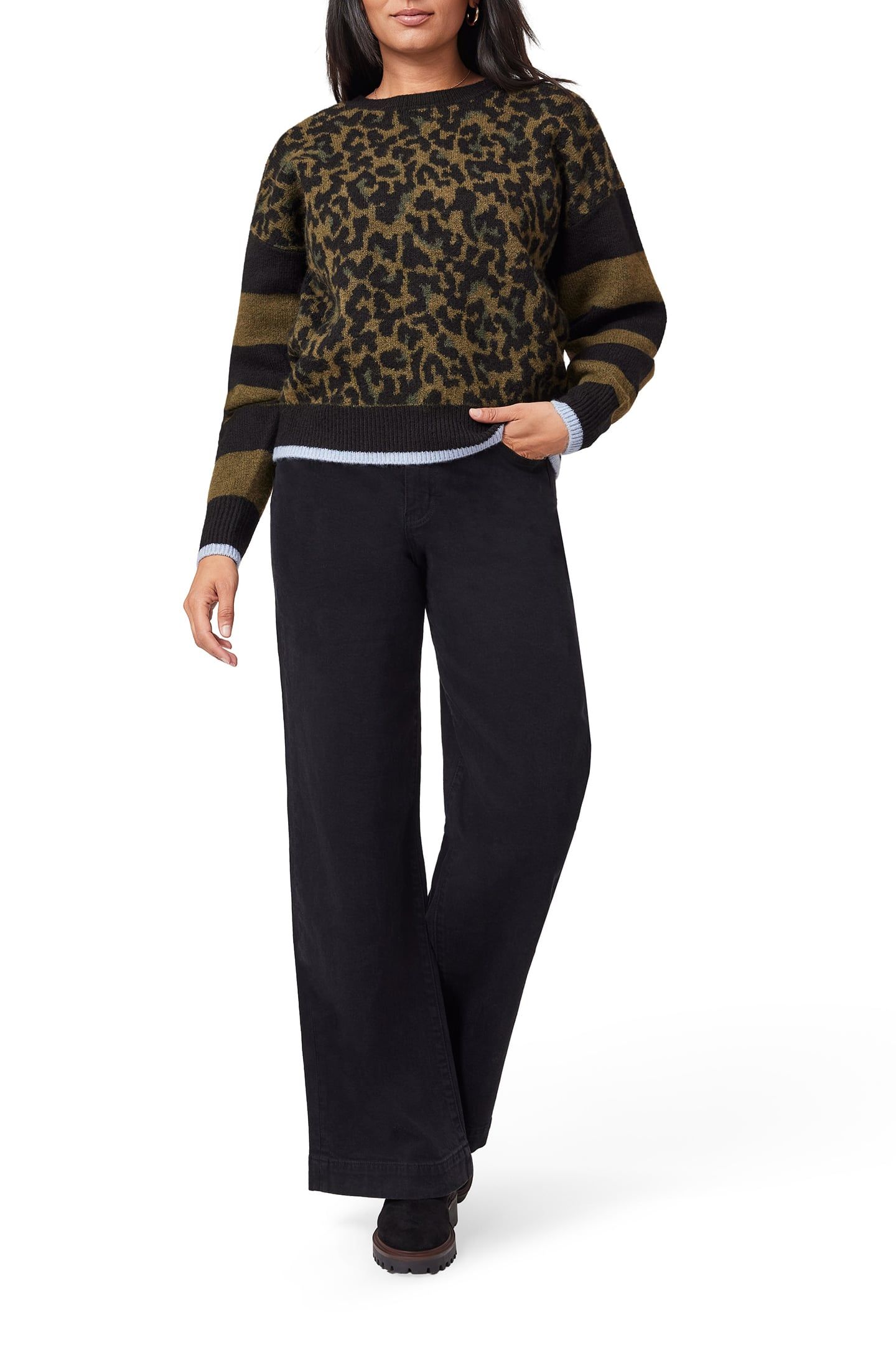 PULLOVER SWEATER MILITARY OLIVE/BLACK NIGHT/CHEETAH STRIPE 3