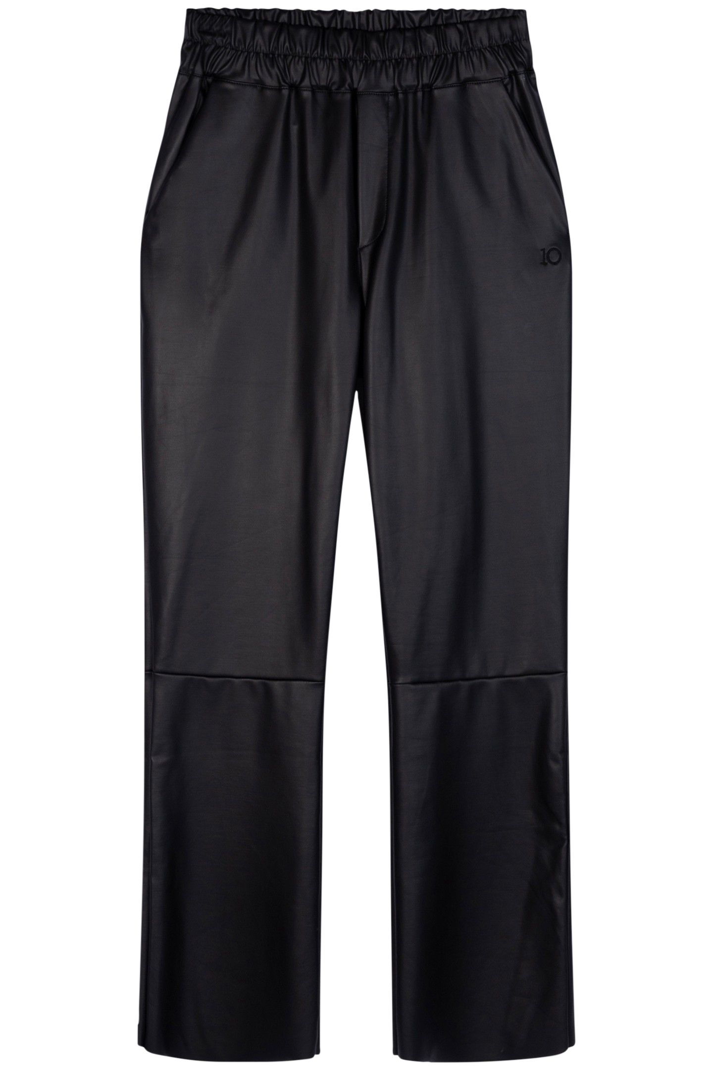LEATHER LOOK FLARED PANTS BLACK 4