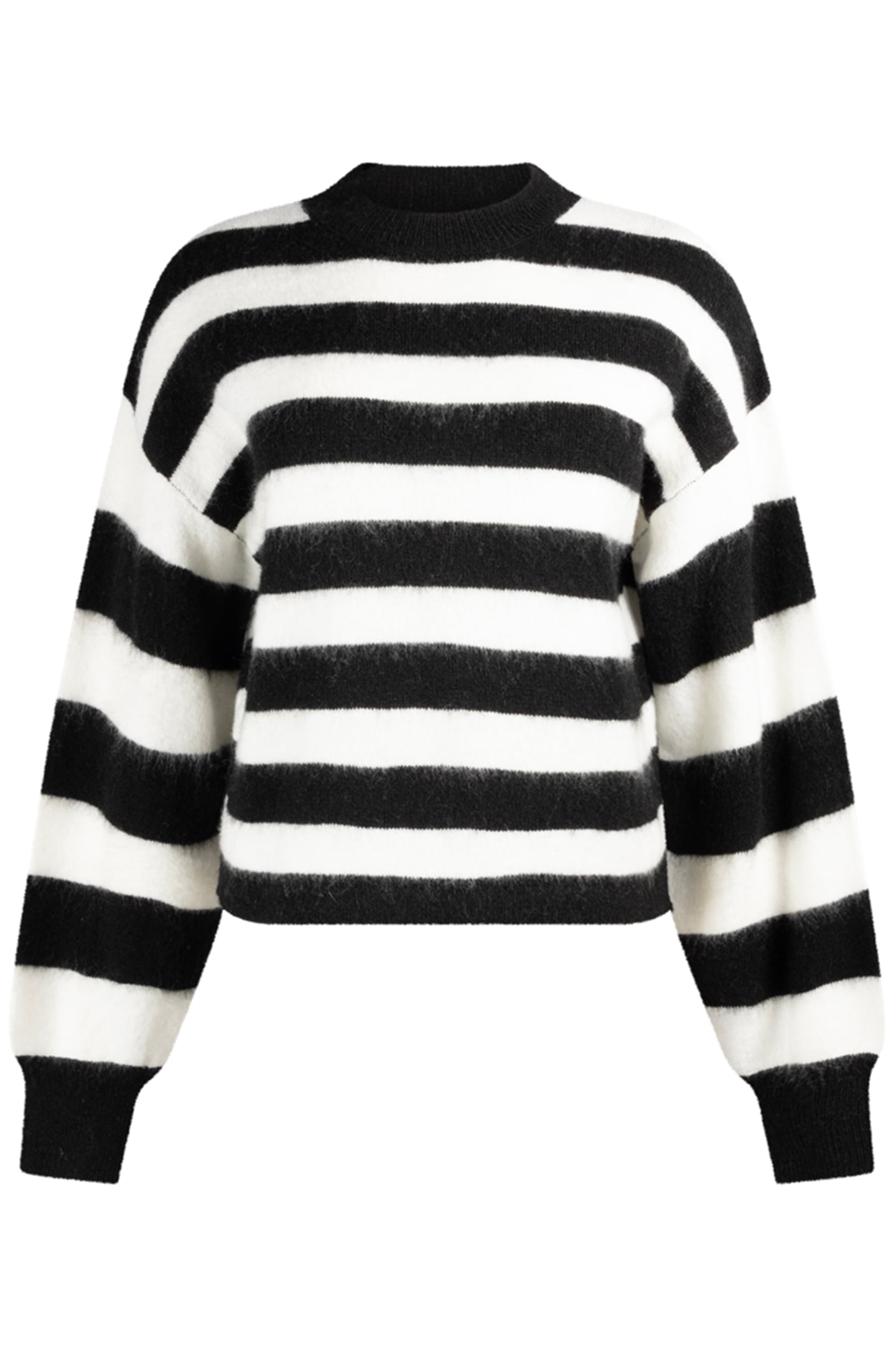 BECKY KNITTED PULL LONG SLEEVE BLACK WHITE STRIPE 1