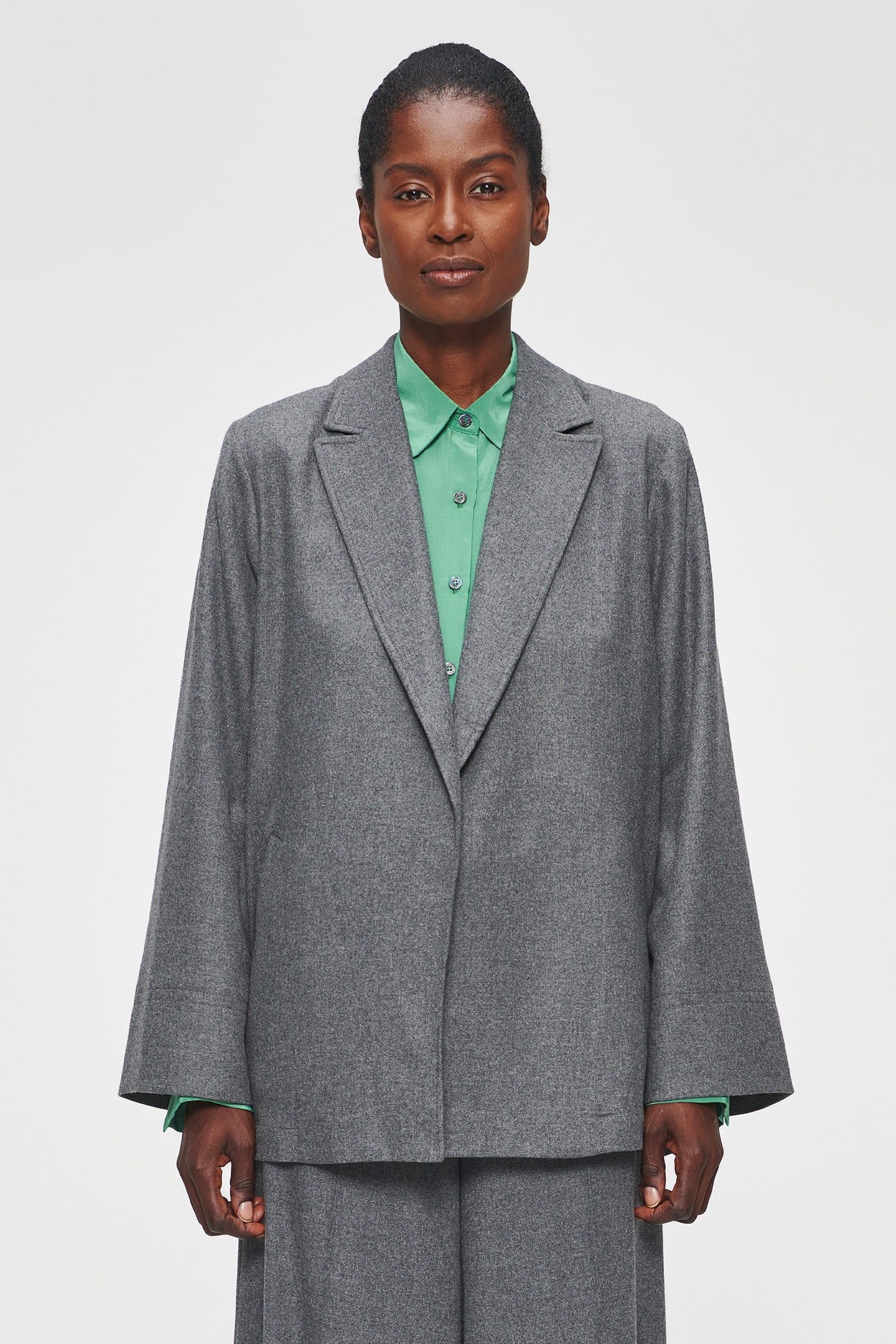 RELAXED FLANNEL JACKET STEEL GREY 3