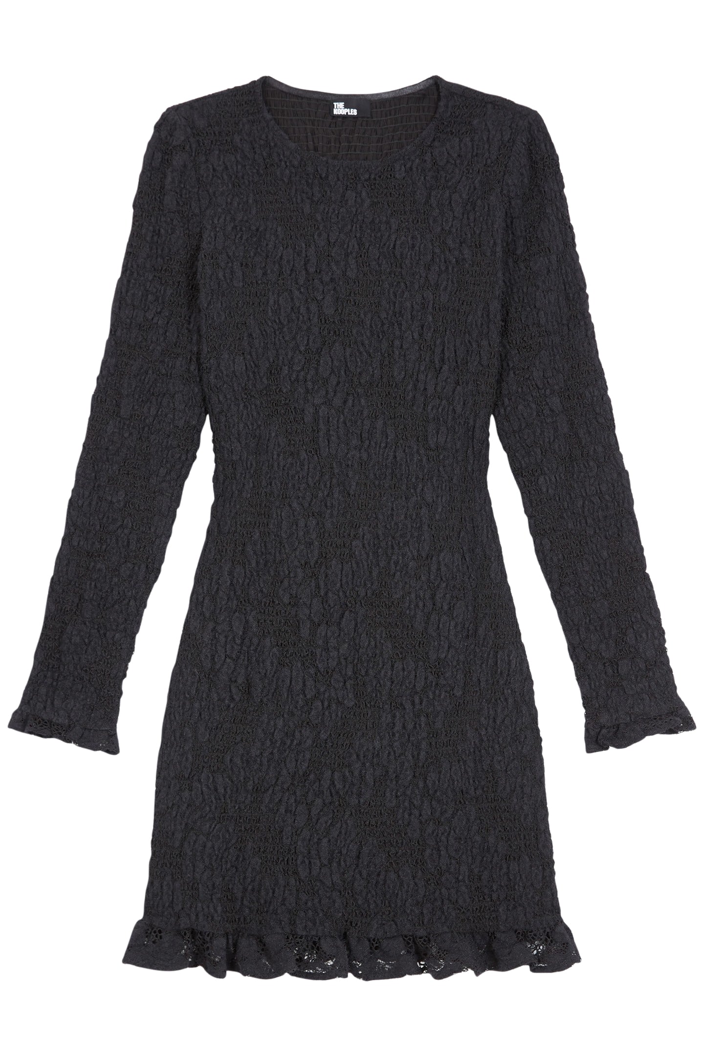 SMOCKED SHORT DRESS WITH LONG SLEEVES BLACK 5
