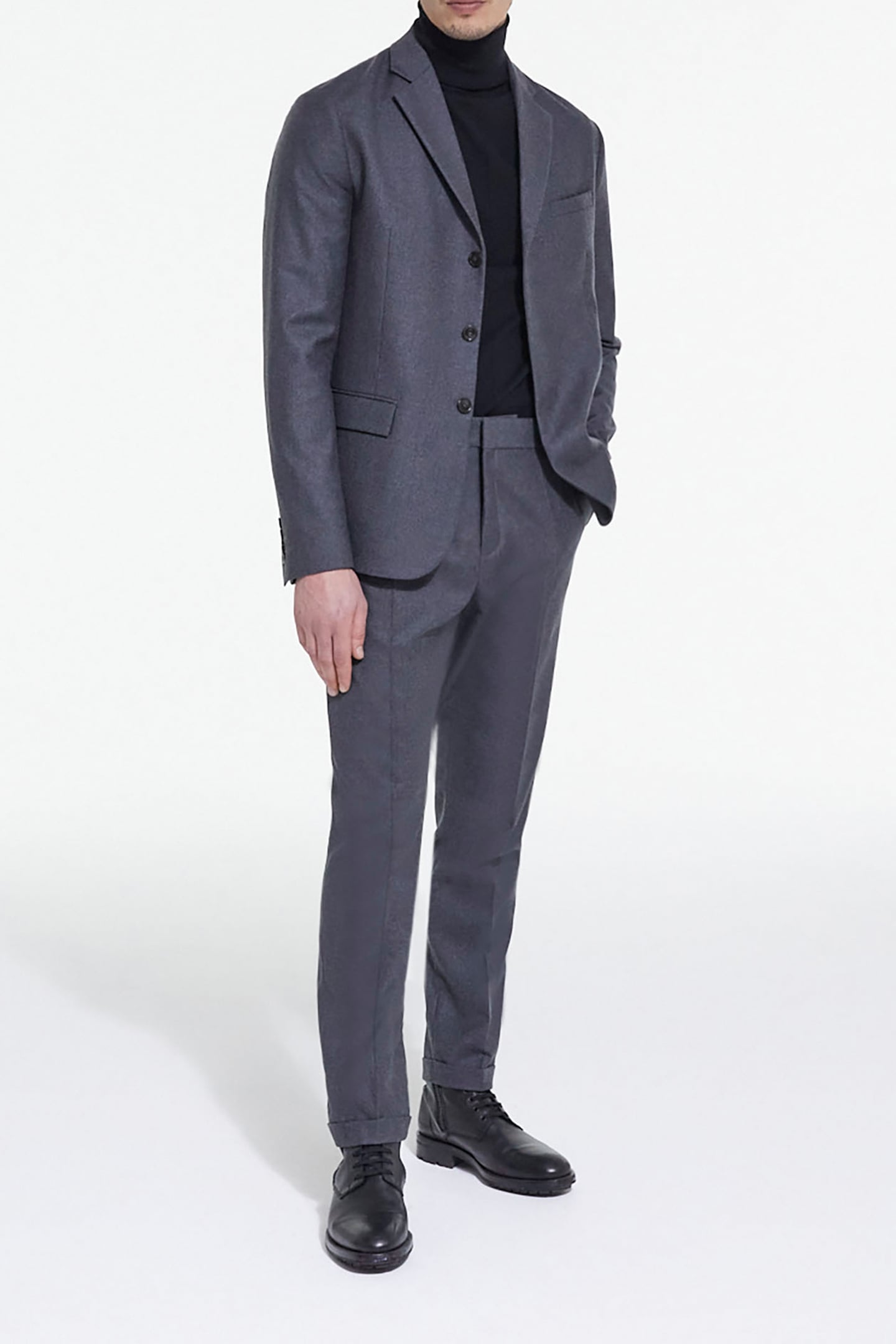 WOOL SUIT JACKET WITH FLAP POCKETS GREY 3