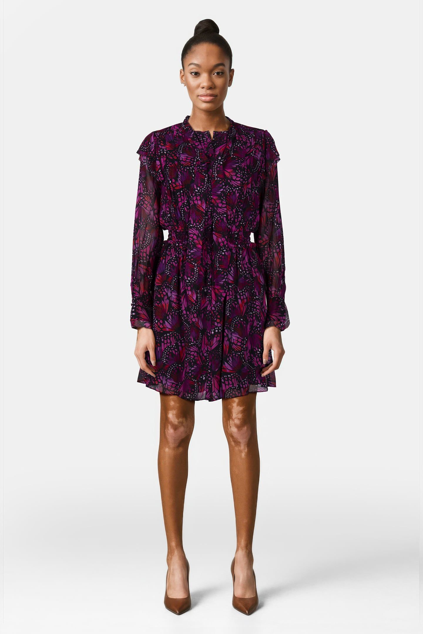 ML SHORT BUTTONED DRESS WITH LAVALIERE COLLAR PINK | Online Outlet | Otrium ML SHORT BUTTONED DRESS WITH LAVALIERE COLLAR PINK | Online Outlet | Otrium