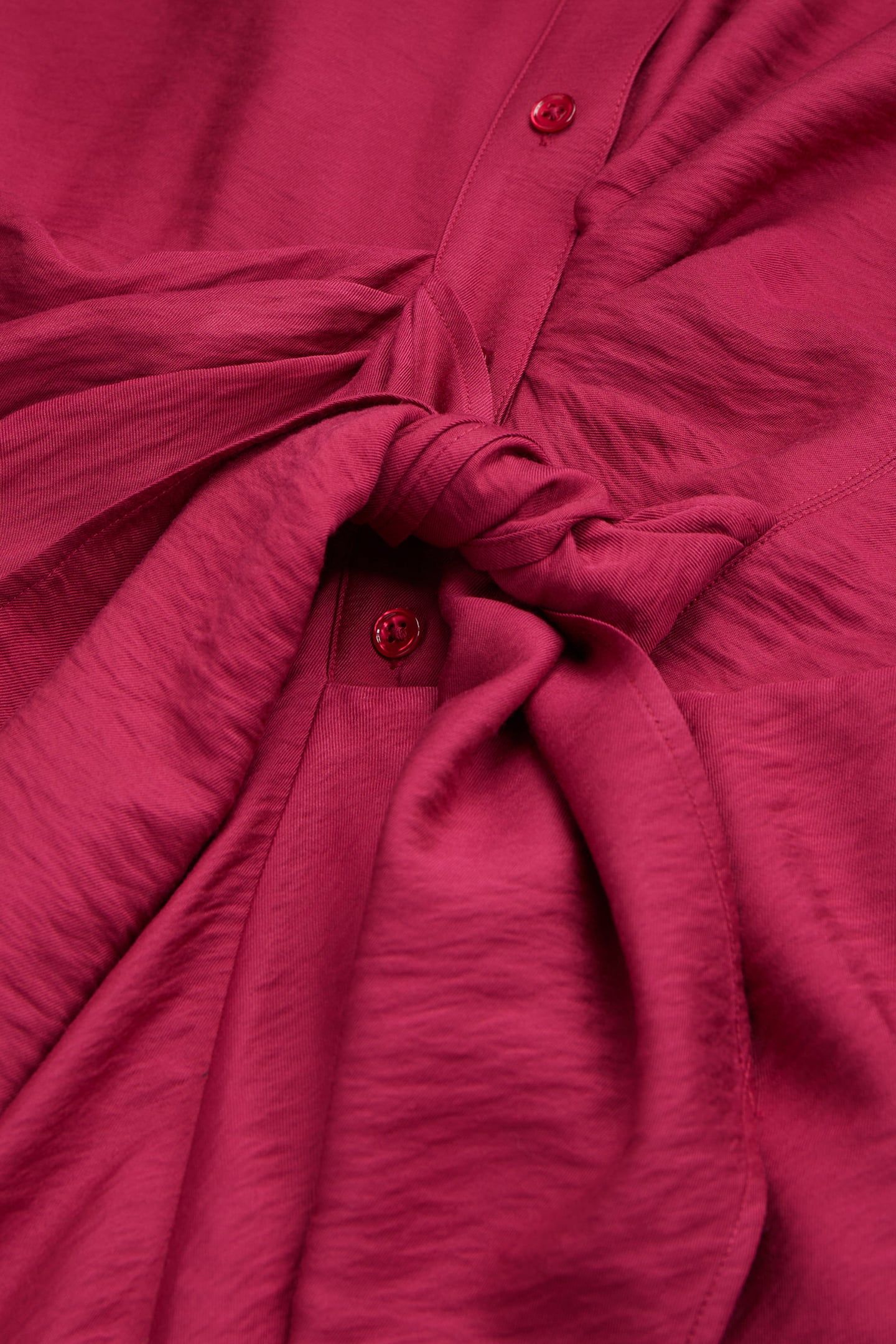 LONG-SLEEVED TIE-UP SHIRT DRESS RASPBERRY 4