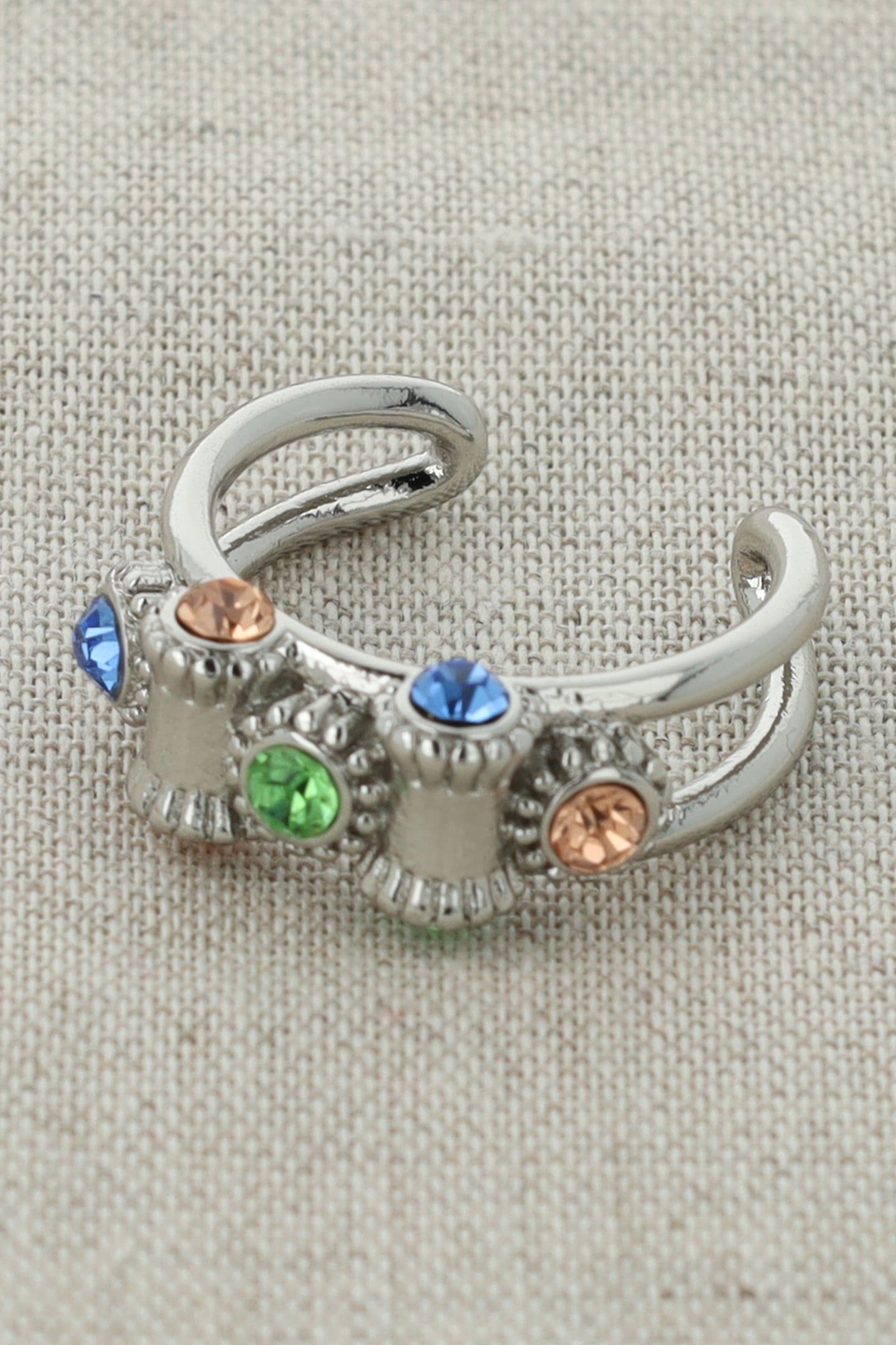 OTAZU VINTAGE BARREL RING MULTICOLOR - RHODIUM 5
