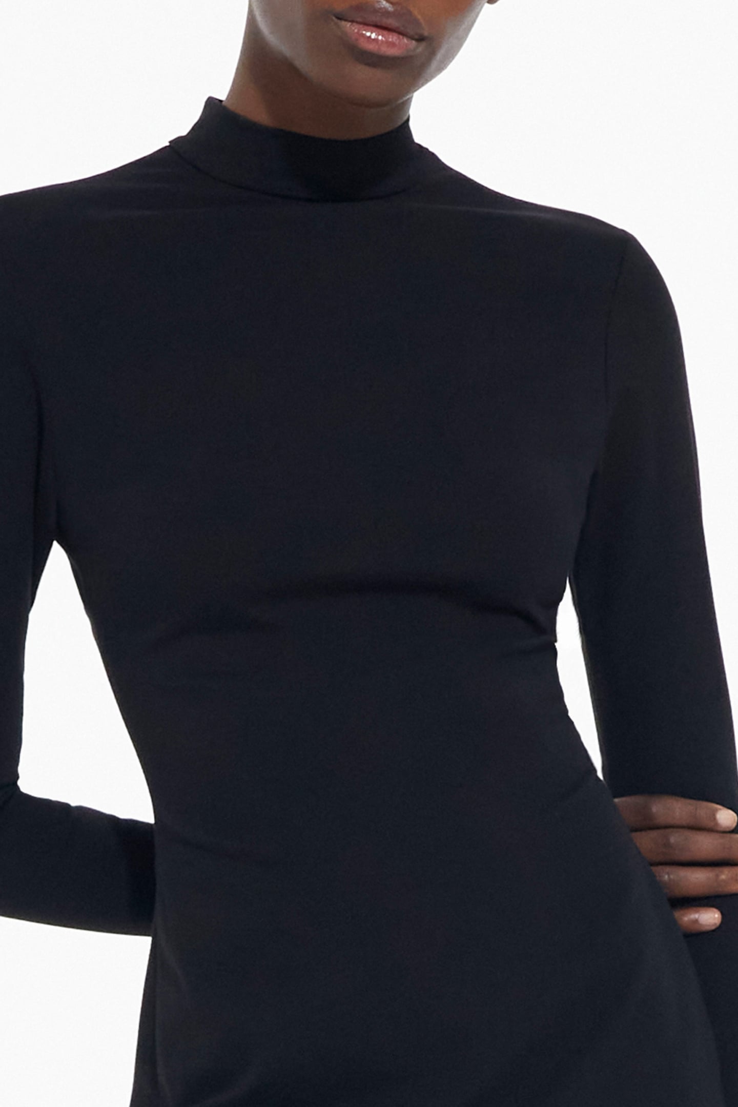 FITTED DRESS WITH PLUMETIS DETAIL ON THE BACK BLACK 5