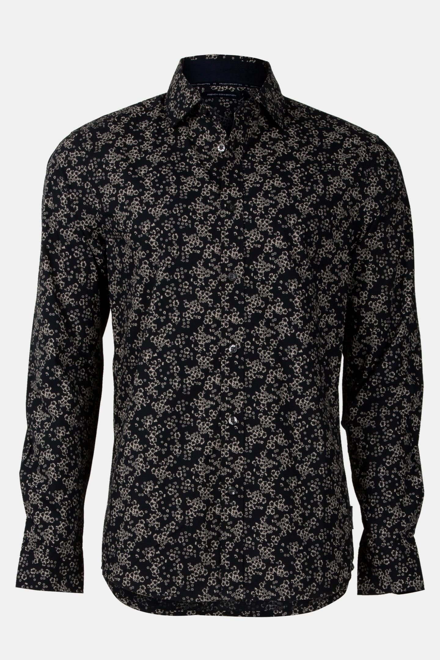 FLORAL CUT LONG SLEEVE SHIRT BLACK/STONE 4