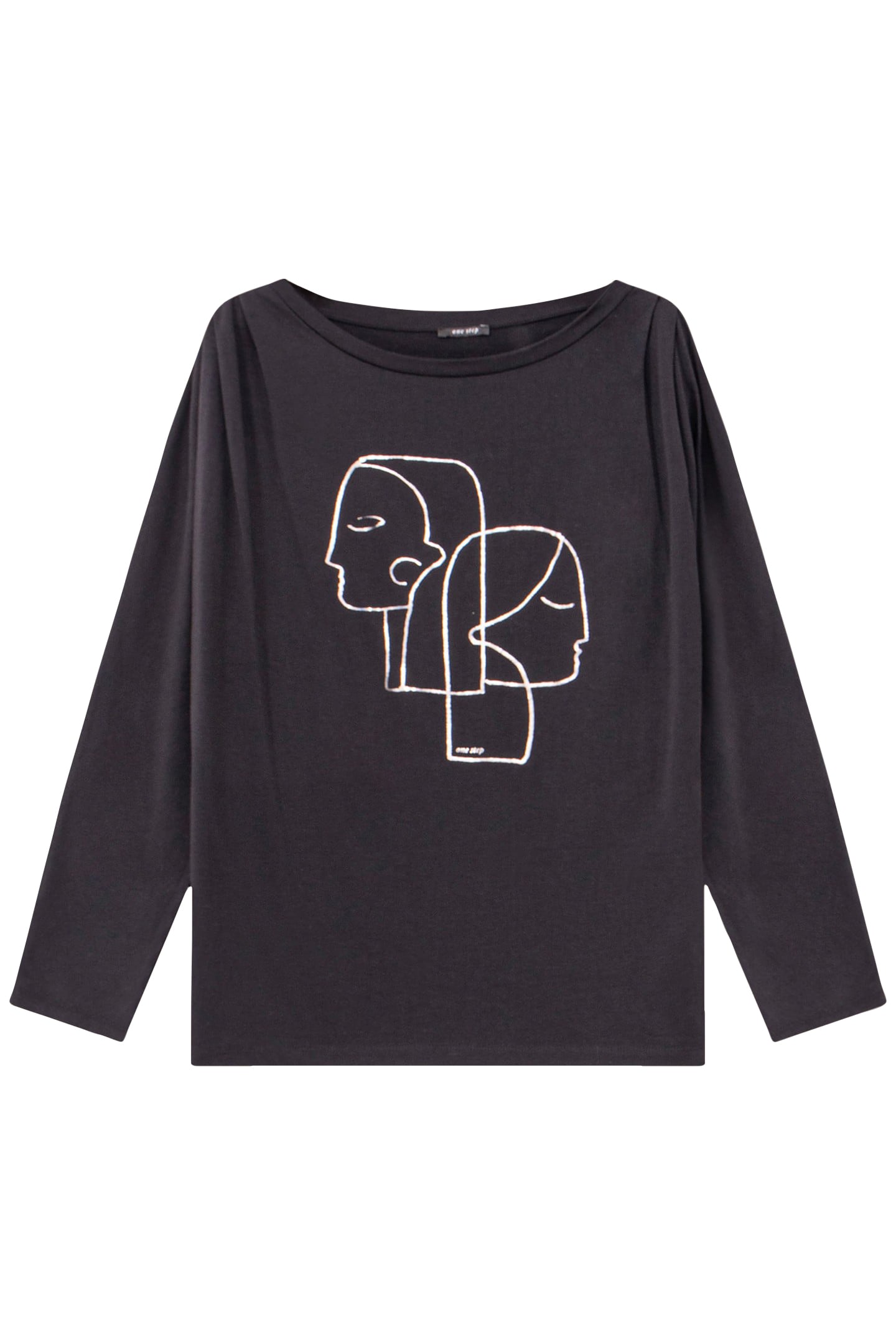 MARNIE - BLACK T-SHIRT WITH SILVER FOIL SCREEN PRINT OF DANC 1